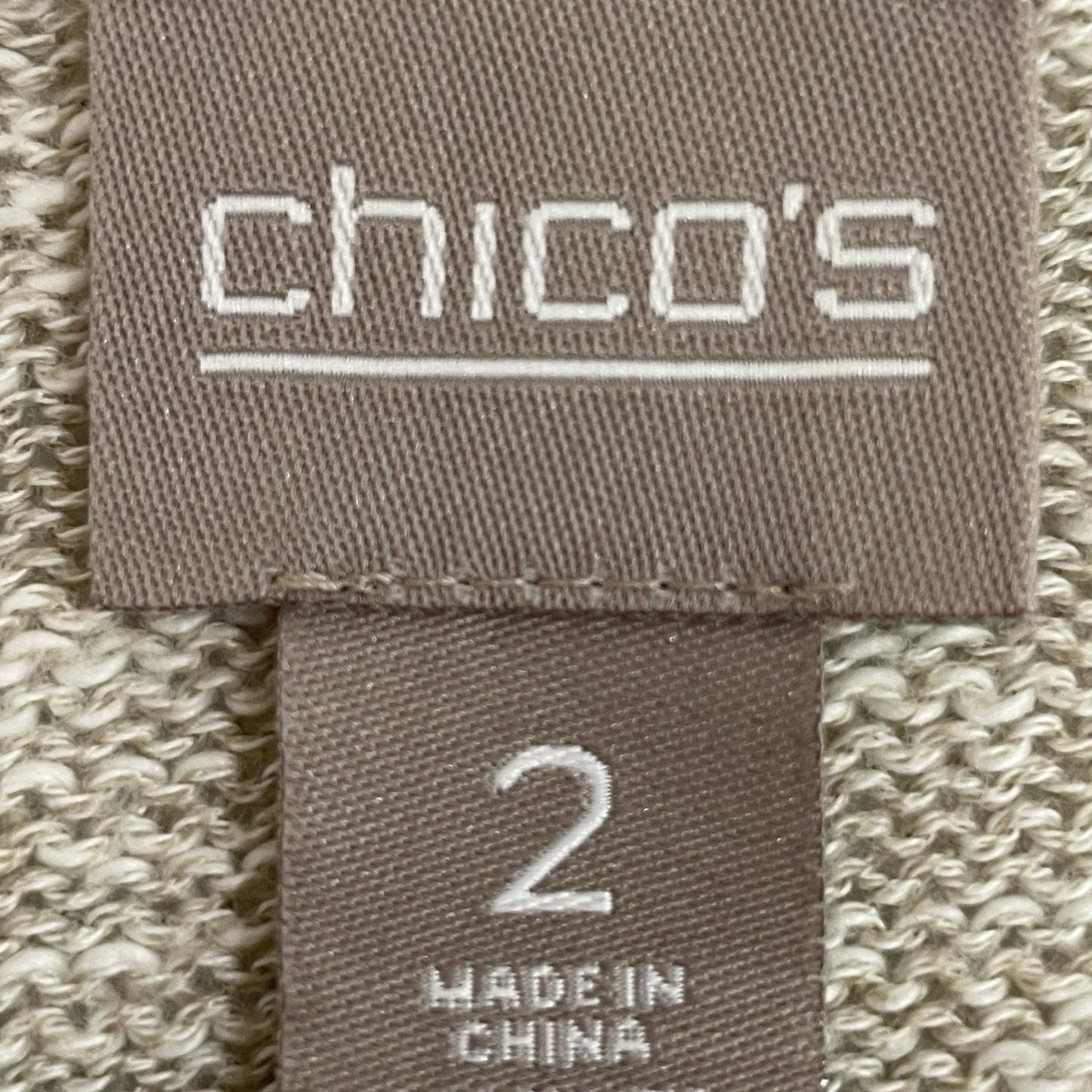 Chico’s Beige Knit Pullover Lightweight Roll Tab 3/4 Sleeve Sweater Size 2 US 12