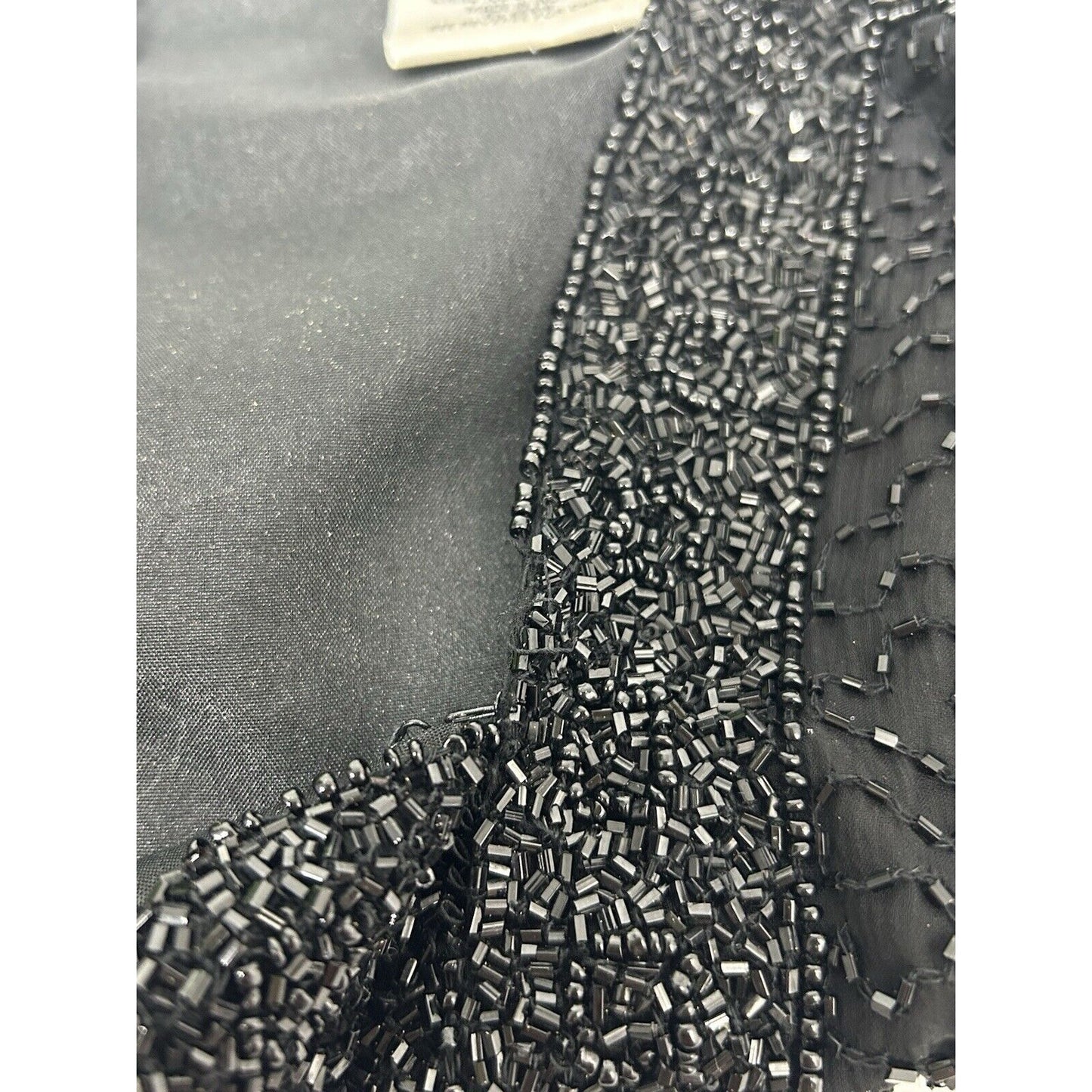 VTG Sténay 100% Silk Black Hook & Eye Closure Beaded Long Sleeve Jacket L