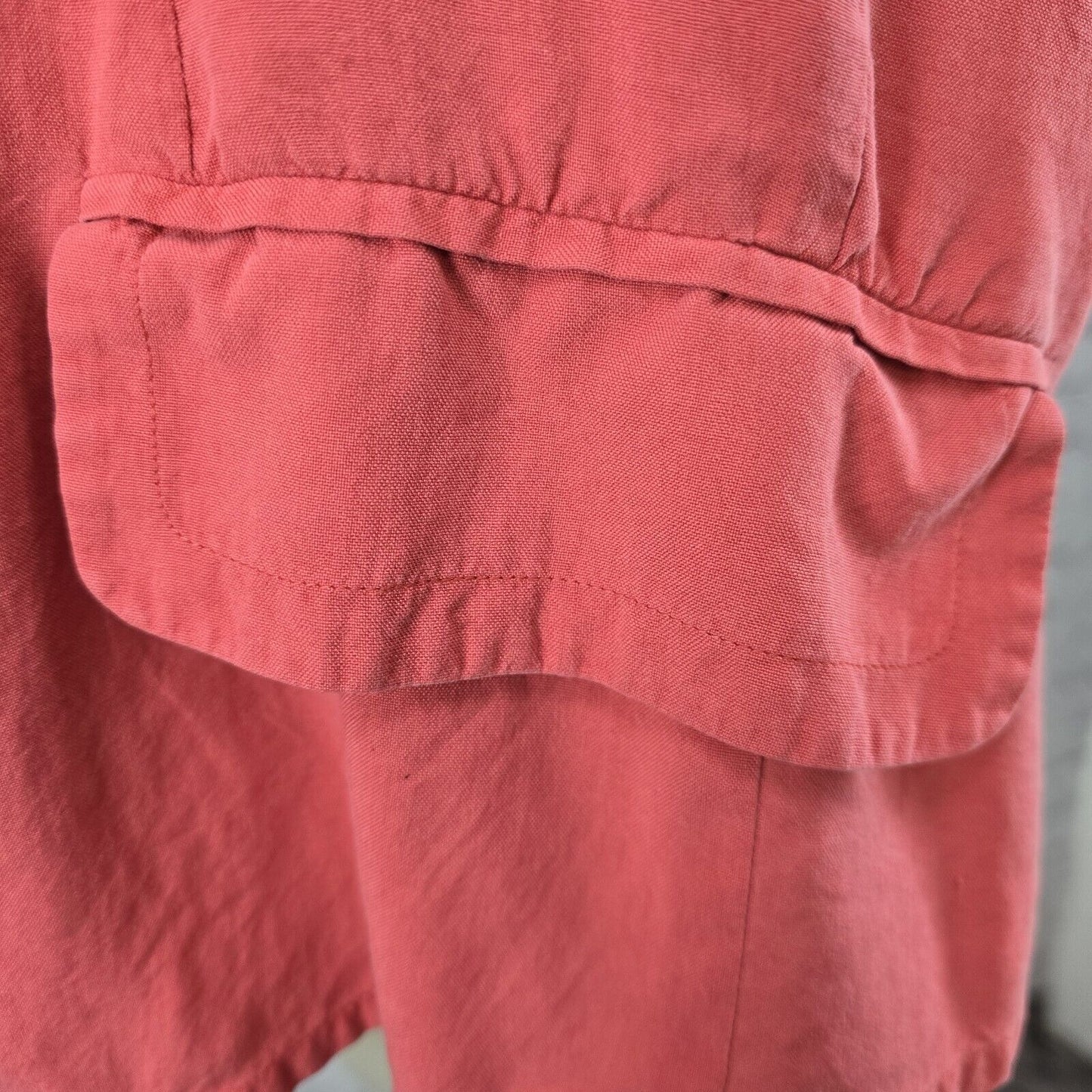 VTG Worthington 100% Silk Coral Blouse Faux Pockets & Pearl Buttons Size 18W