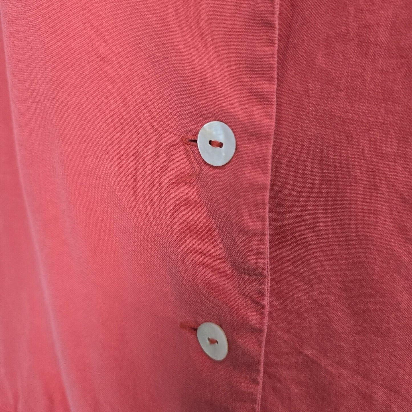 VTG Worthington 100% Silk Coral Blouse Faux Pockets & Pearl Buttons Size 18W