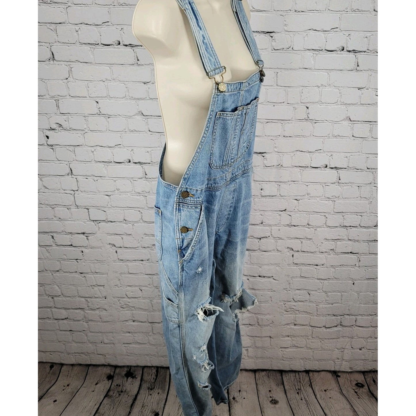 BDG Urban Outfitters Blue 100% Cotton Denim Distressed Overalls Size Small S