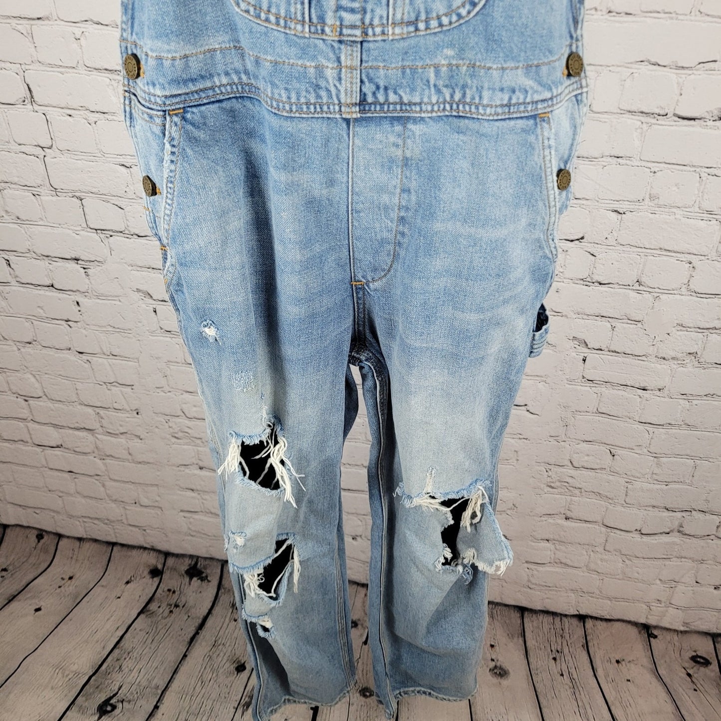 BDG Urban Outfitters Blue 100% Cotton Denim Distressed Overalls Size Small S