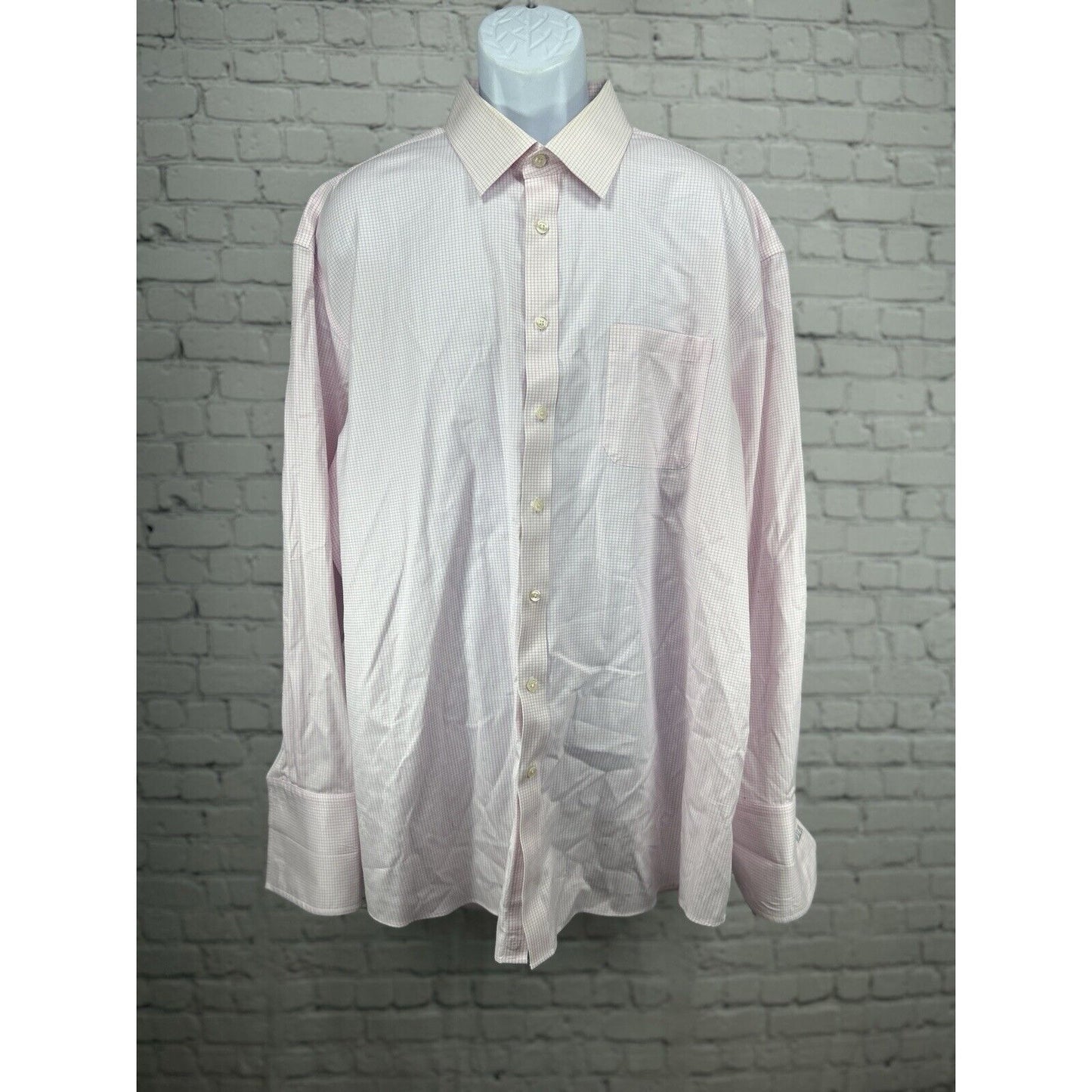 Charles Tyrwhitt Light Pink Check Button Up Collared Dress Shirt Men’s Size 2XL