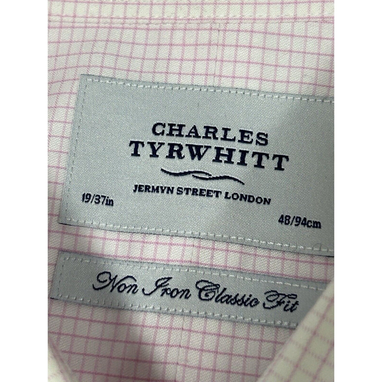 Charles Tyrwhitt Light Pink Check Button Up Collared Dress Shirt Men’s Size 2XL