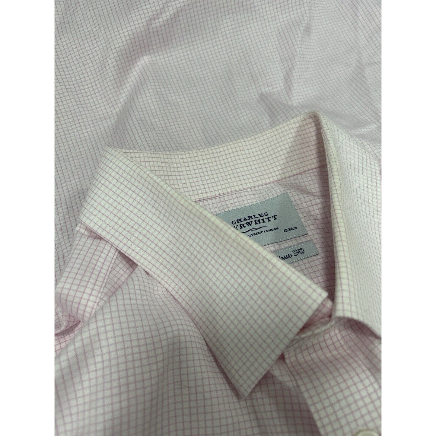 Charles Tyrwhitt Light Pink Check Button Up Collared Dress Shirt Men’s Size 2XL