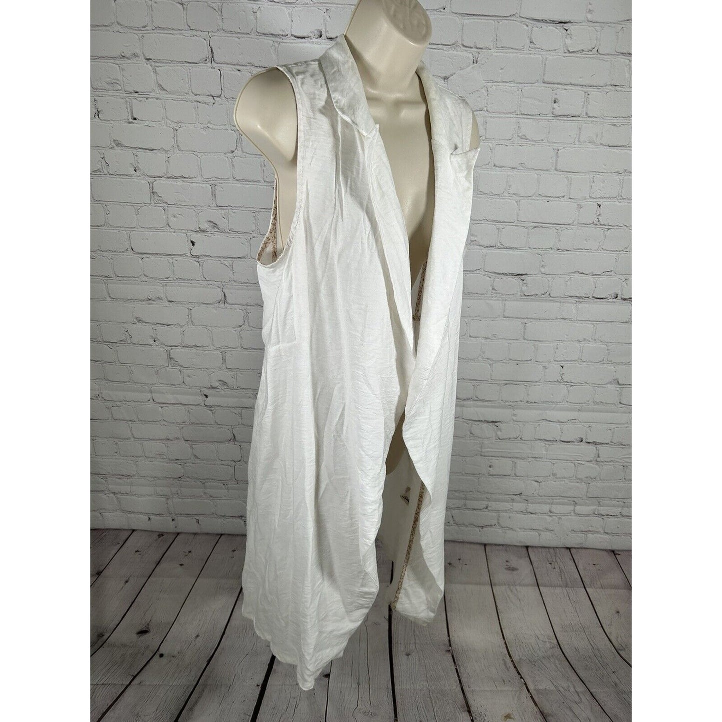 Soft Surroundings White Sleeveless Open Front Long Lightweight Cardigan M