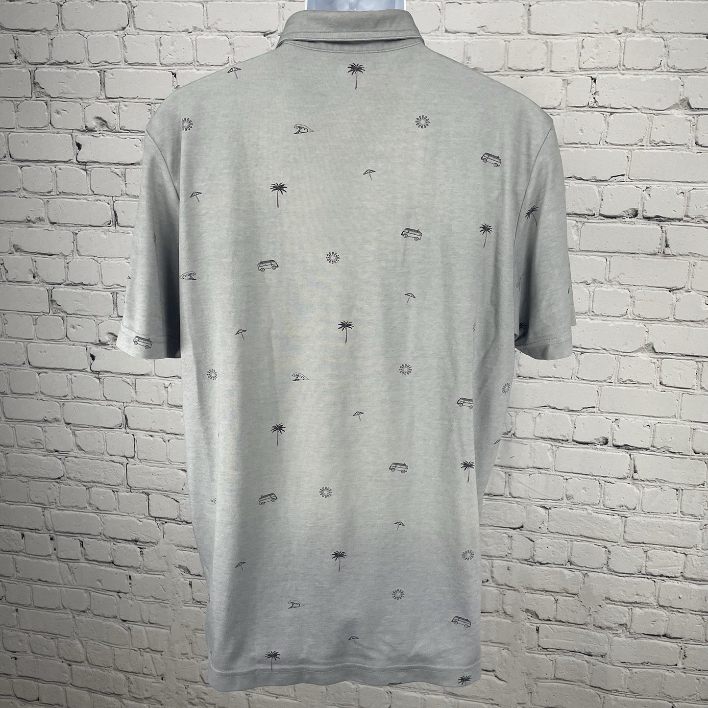 Travis Mathew Grey Spanish Oaks Golf Club Button Short Sleeve Polo Size Large L