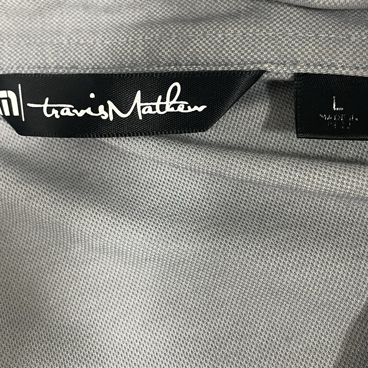 Travis Mathew Grey Spanish Oaks Golf Club Button Short Sleeve Polo Size Large L