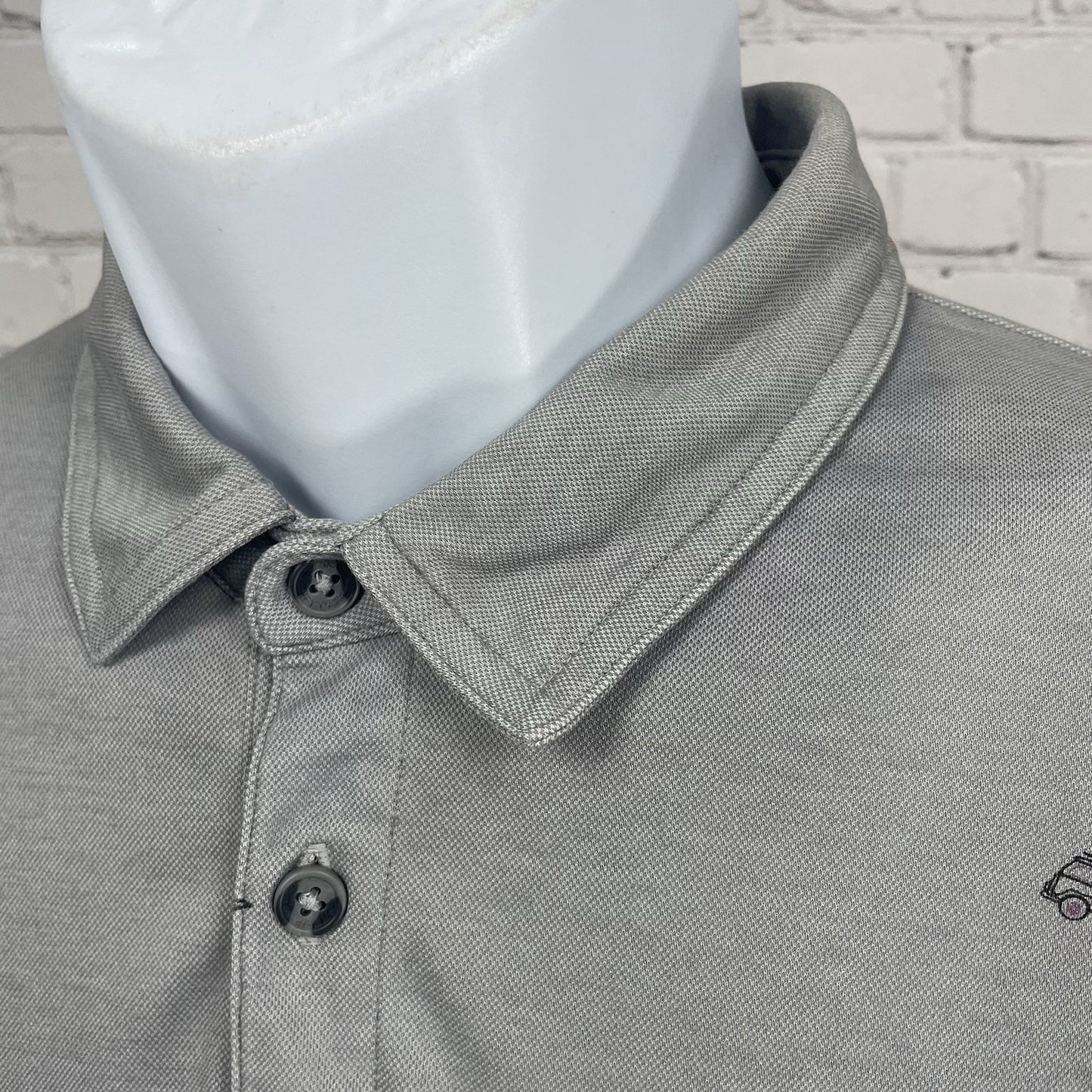 Travis Mathew Grey Spanish Oaks Golf Club Button Short Sleeve Polo Size Large L