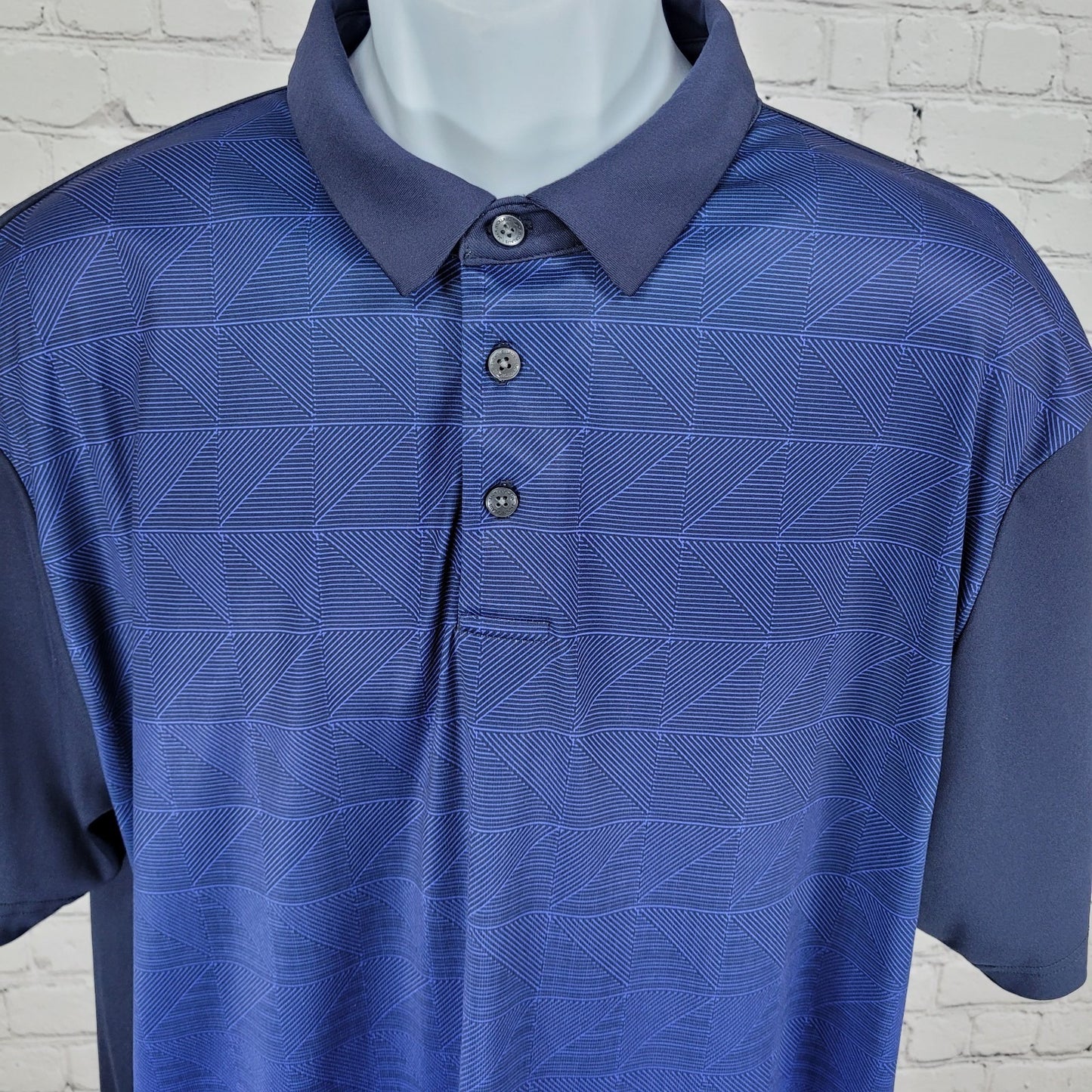 Nicklaus Blue Staydri Stretch Golf Ombre Printed Short Sleeve Polo Shirt Size XL