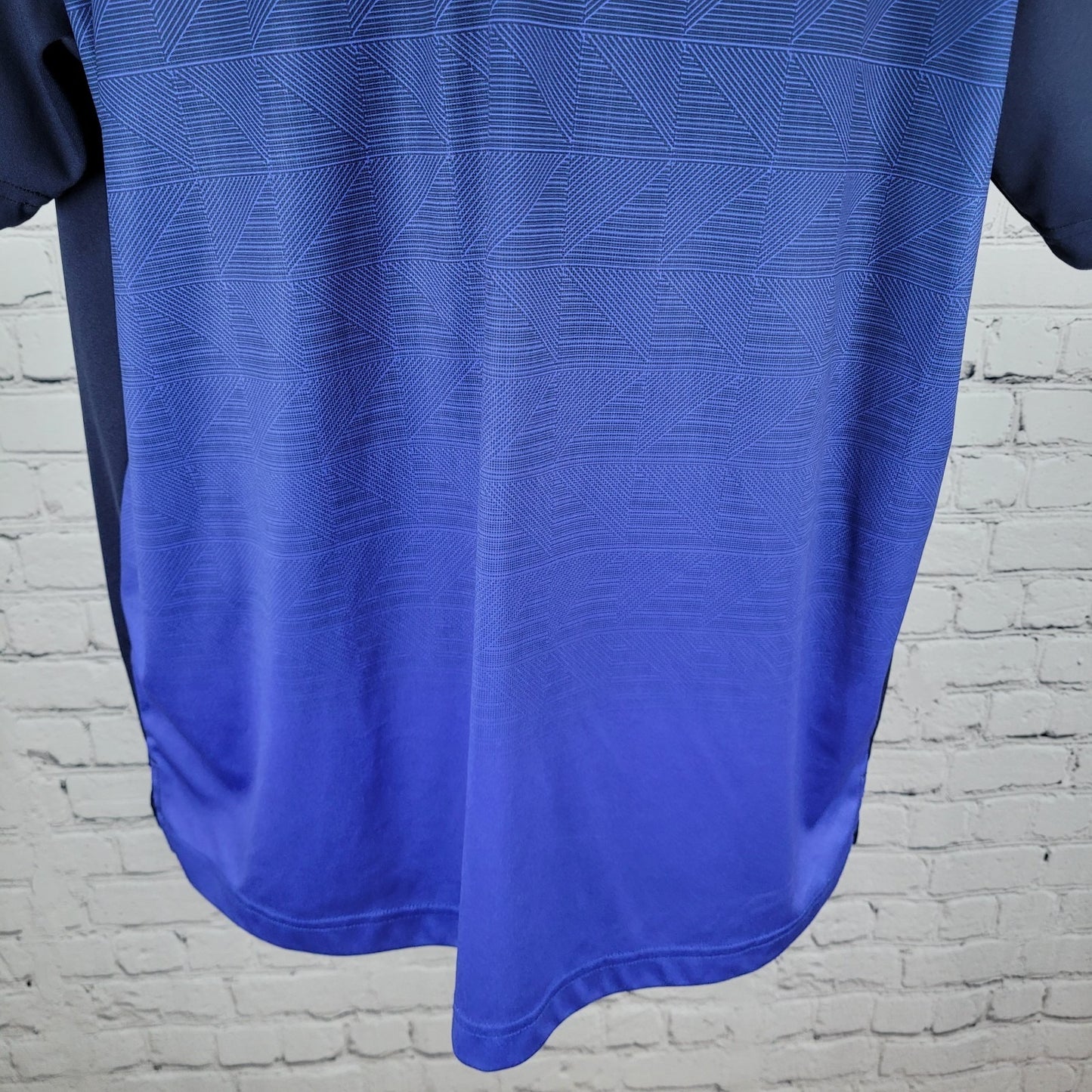 Nicklaus Blue Staydri Stretch Golf Ombre Printed Short Sleeve Polo Shirt Size XL