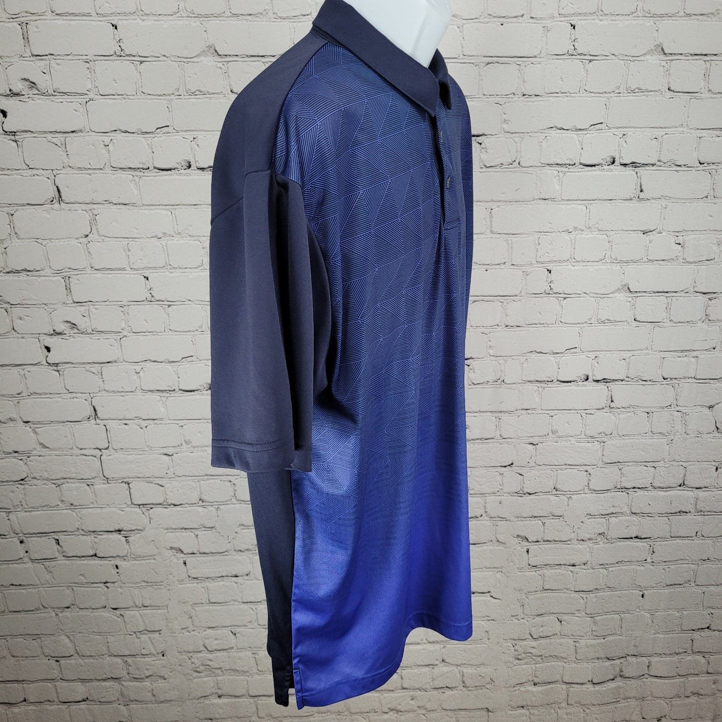 Nicklaus Blue Staydri Stretch Golf Ombre Printed Short Sleeve Polo Shirt Size XL