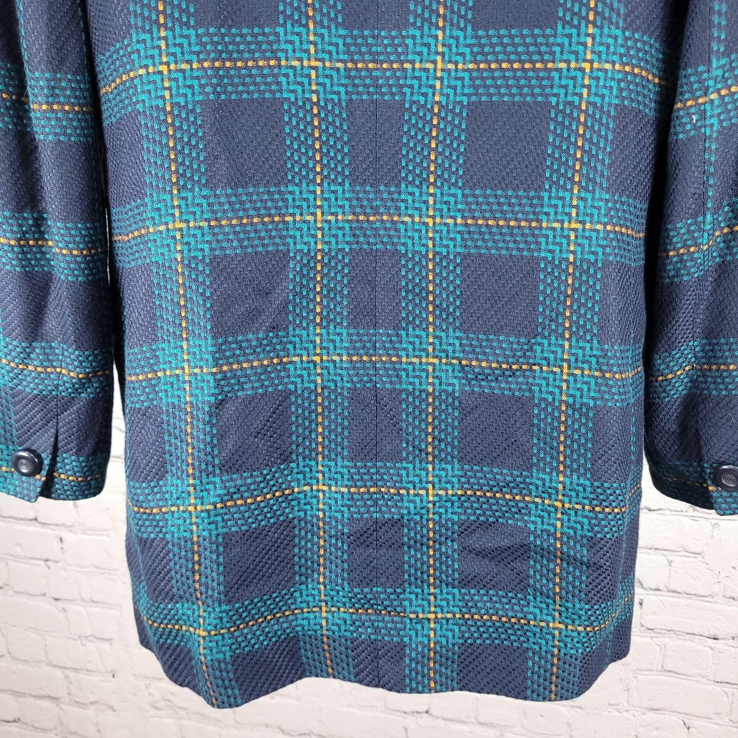 VTG Amanda Smith Blue Plaid Double Breasted Buttoned Jacket USA Made Size 8