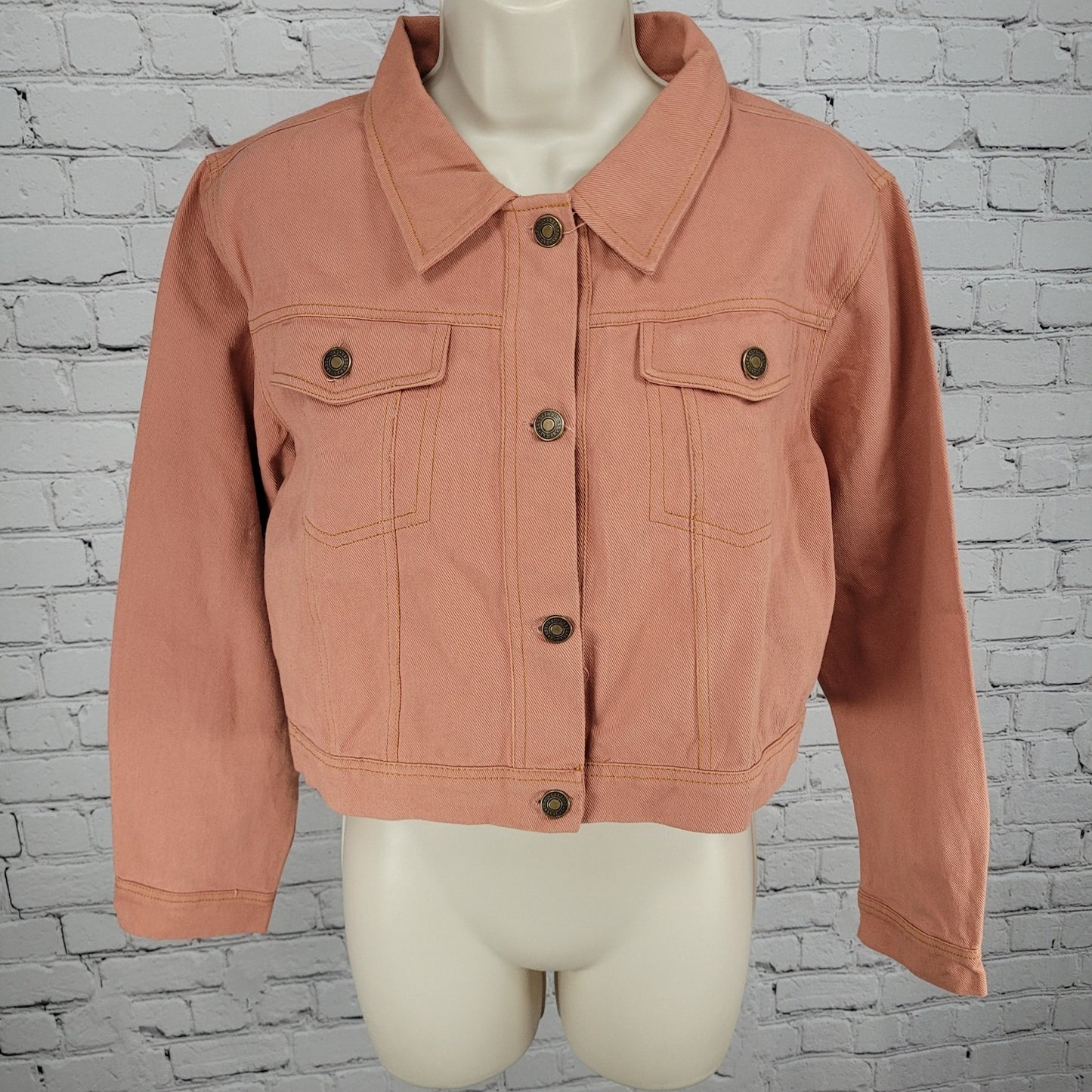 Sassafras Muted Orange Twill 100% Cotton Crop Boxy Jacket Size Medium M