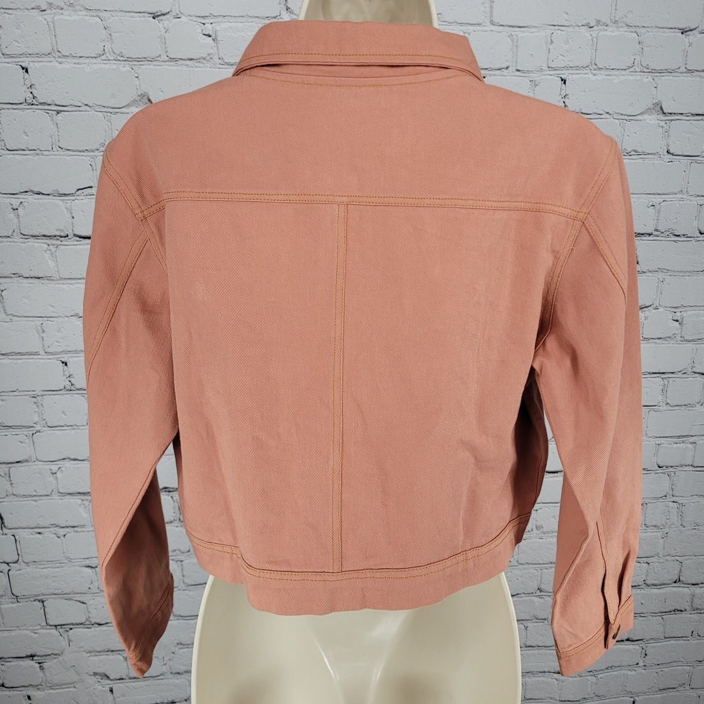 Sassafras Muted Orange Twill 100% Cotton Crop Boxy Jacket Size Medium M