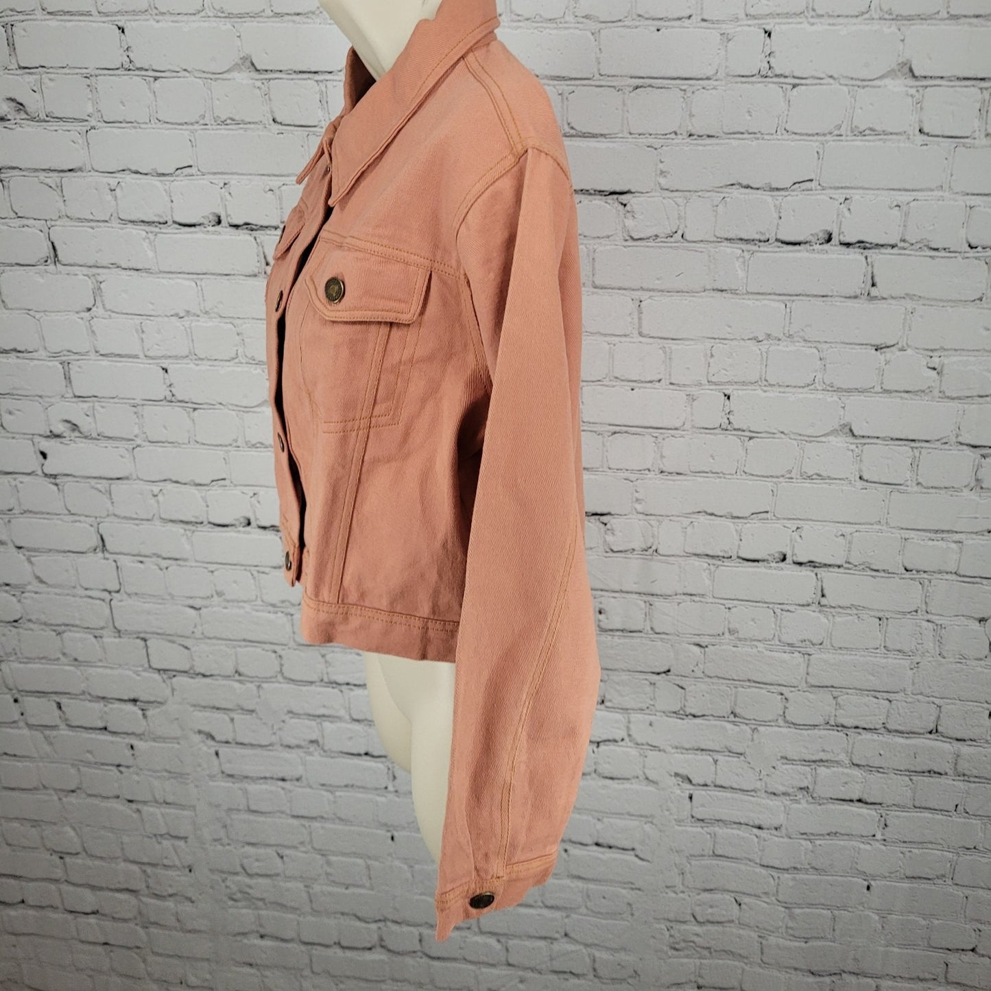 Sassafras Muted Orange Twill 100% Cotton Crop Boxy Jacket Size Medium M
