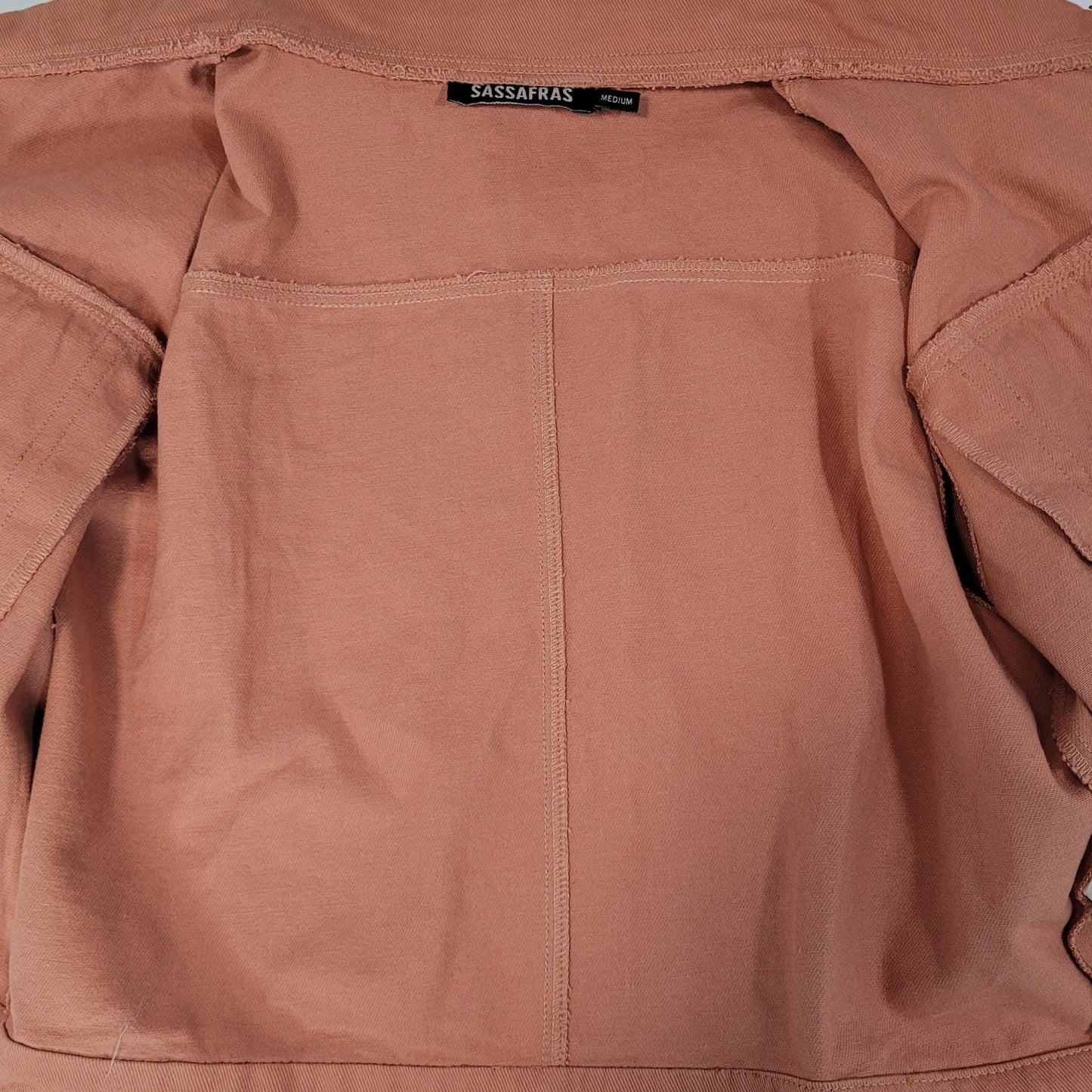 Sassafras Muted Orange Twill 100% Cotton Crop Boxy Jacket Size Medium M