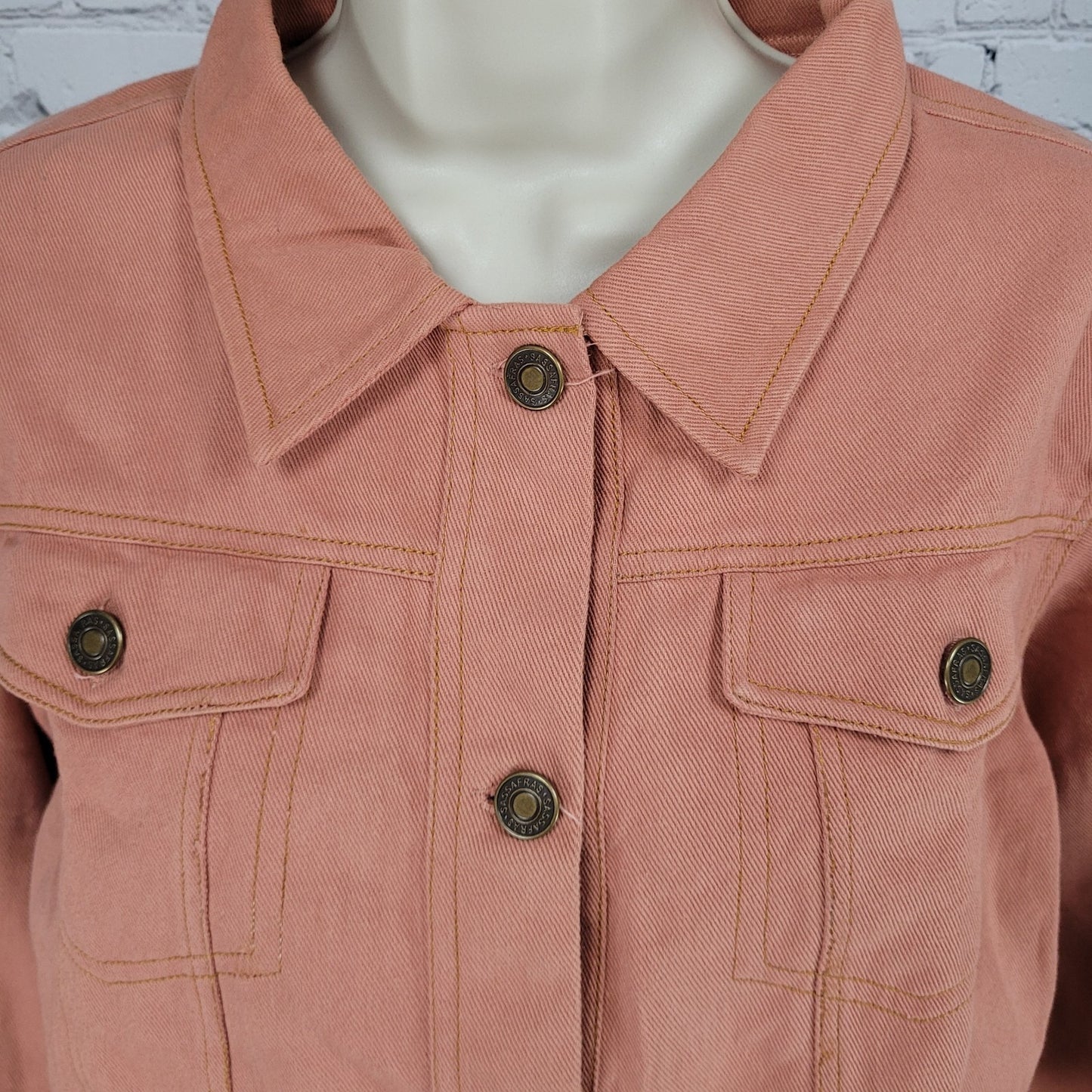 Sassafras Muted Orange Twill 100% Cotton Crop Boxy Jacket Size Medium M