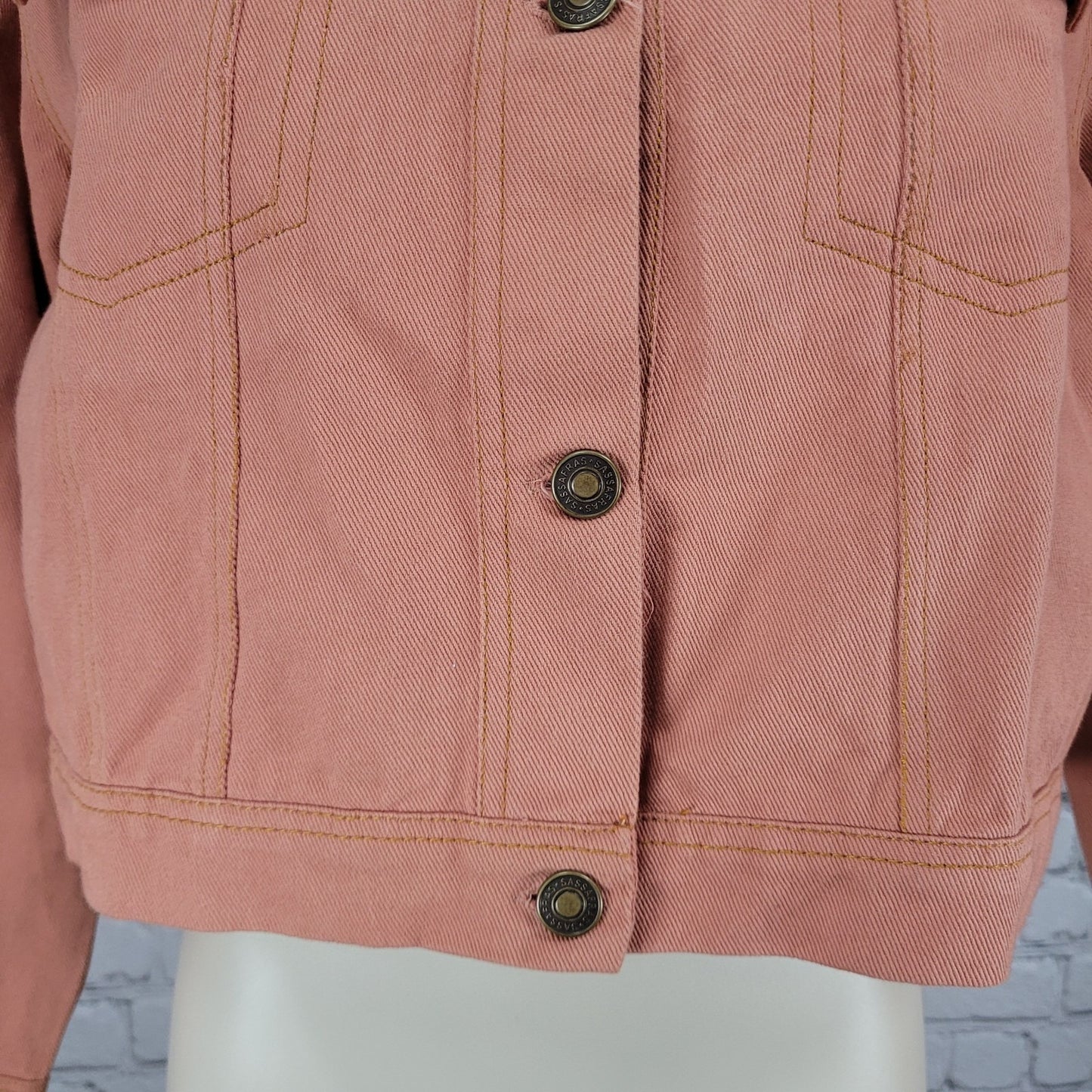Sassafras Muted Orange Twill 100% Cotton Crop Boxy Jacket Size Medium M