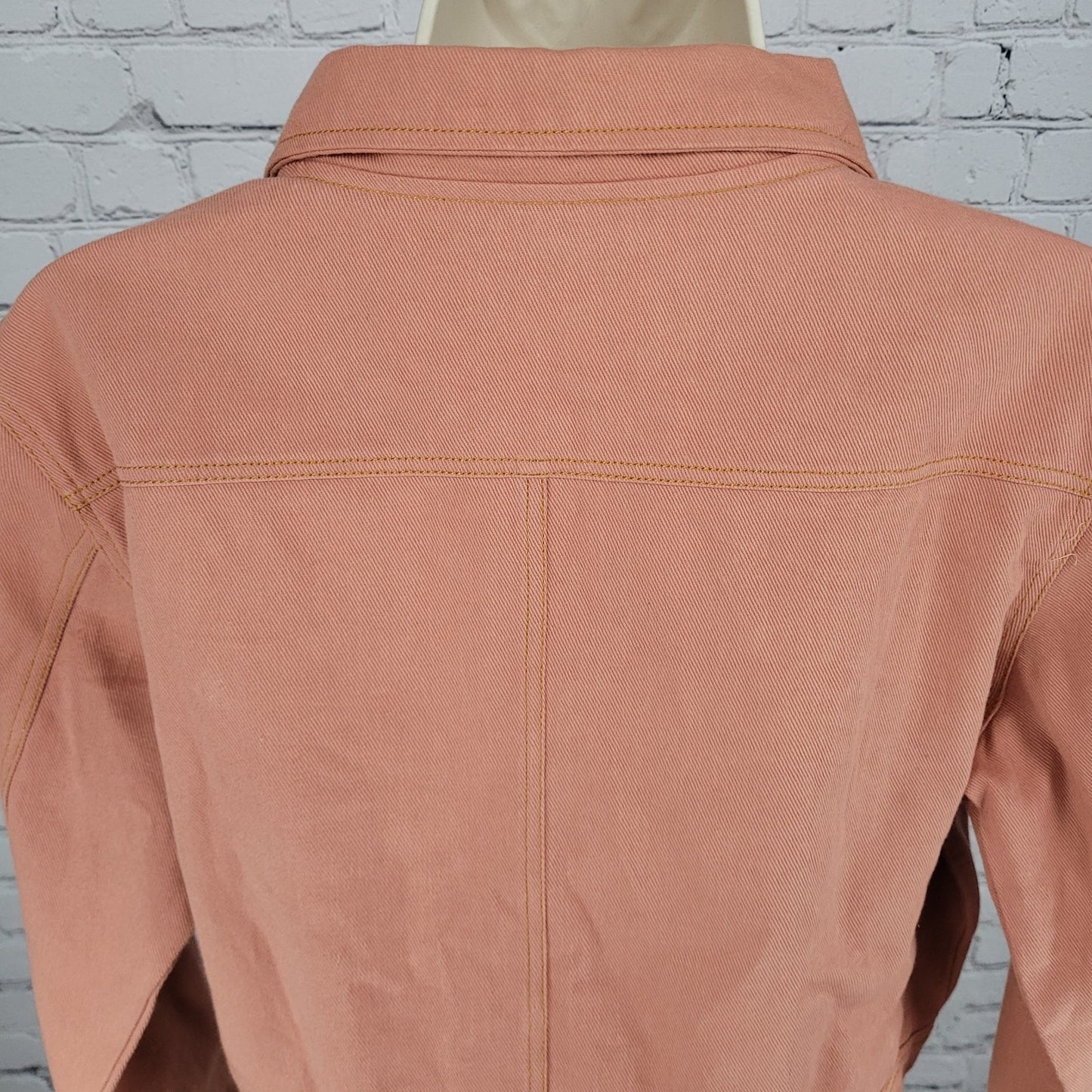 Sassafras Muted Orange Twill 100% Cotton Crop Boxy Jacket Size Medium M