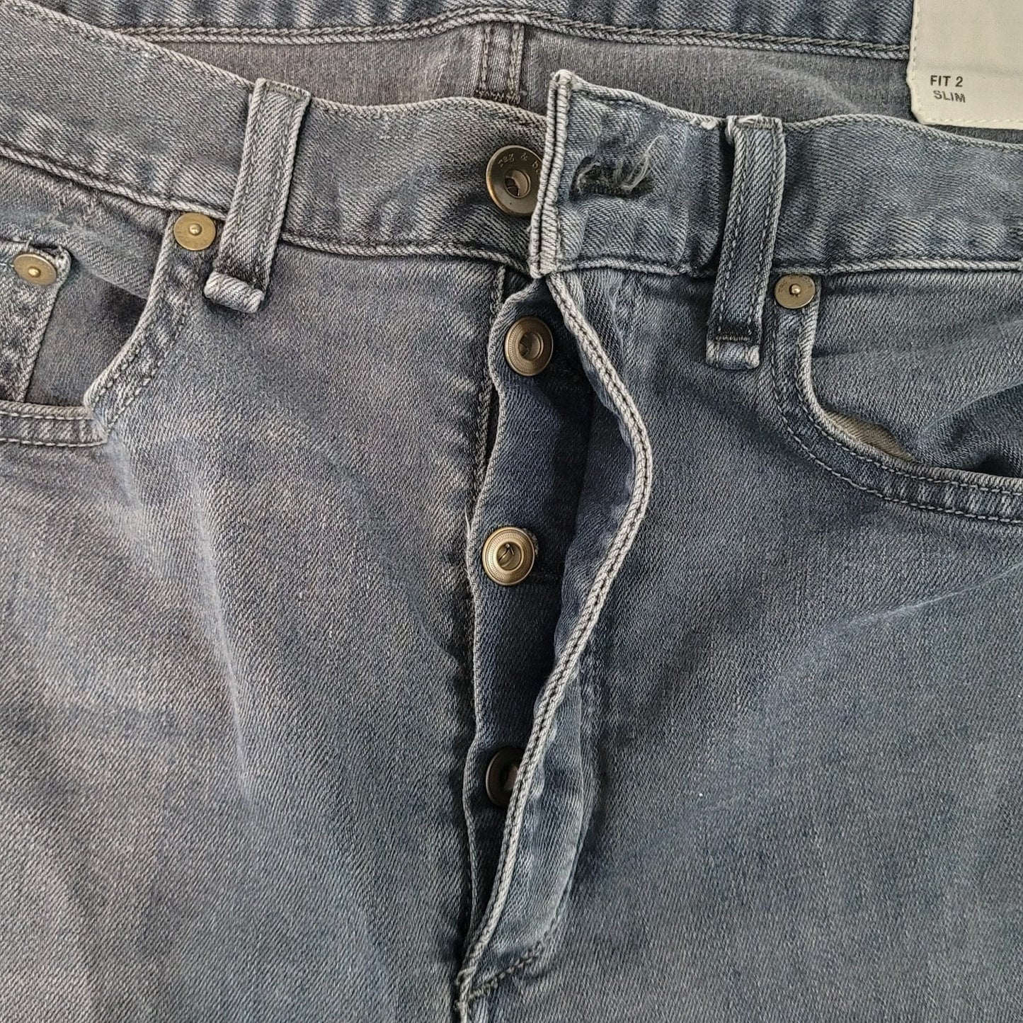 Rag & Bone Grey Blue Denim Fit 2 Slim Straight Stretch Jeans Size 33 (33x29)