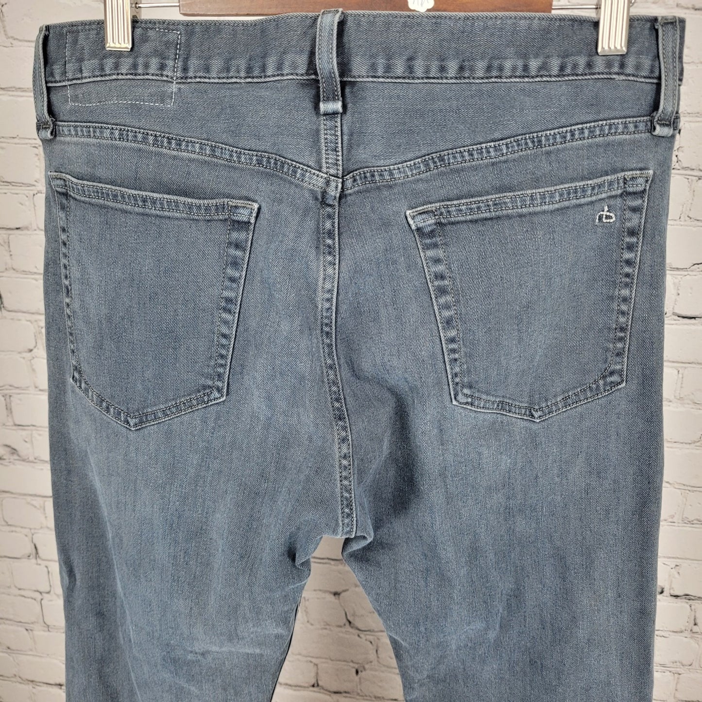 Rag & Bone Grey Blue Denim Fit 2 Slim Straight Stretch Jeans Size 33 (33x29)