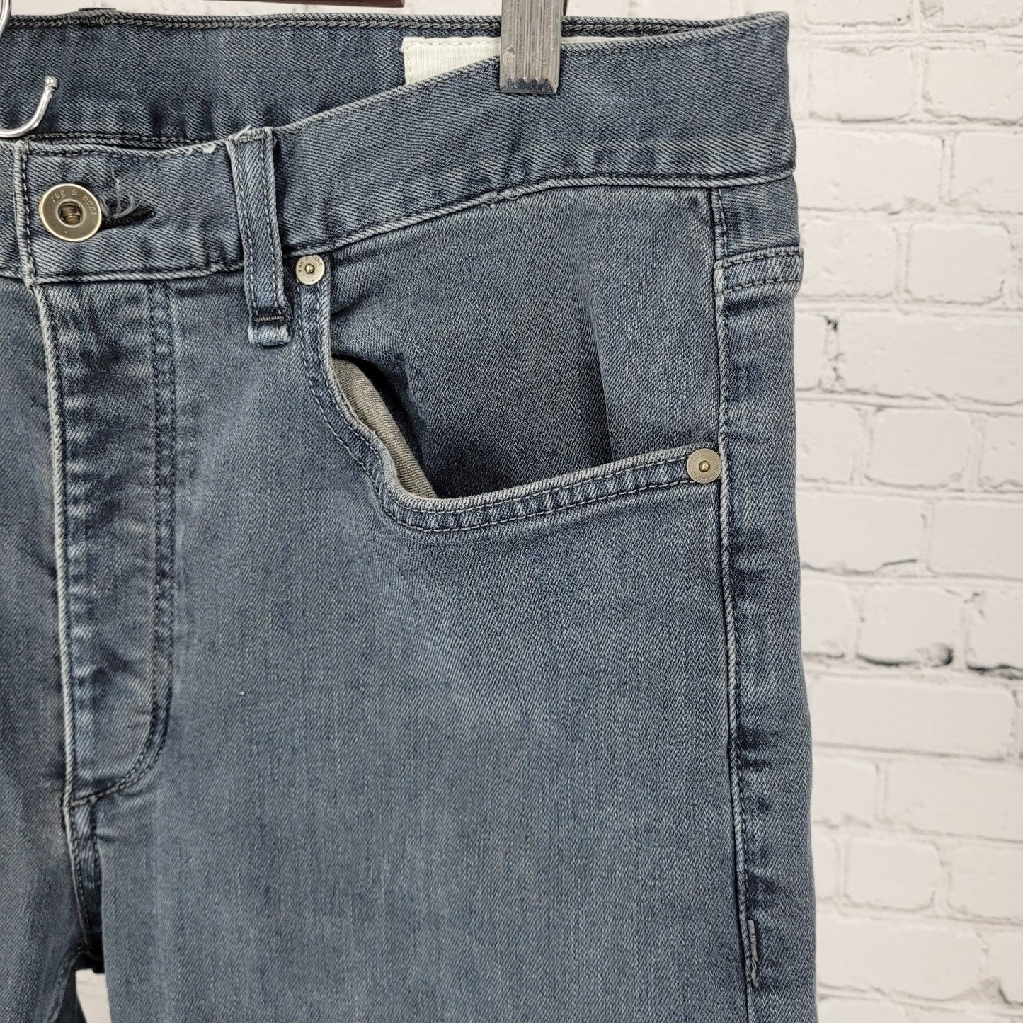 Rag & Bone Grey Blue Denim Fit 2 Slim Straight Stretch Jeans Size 33 (33x29)