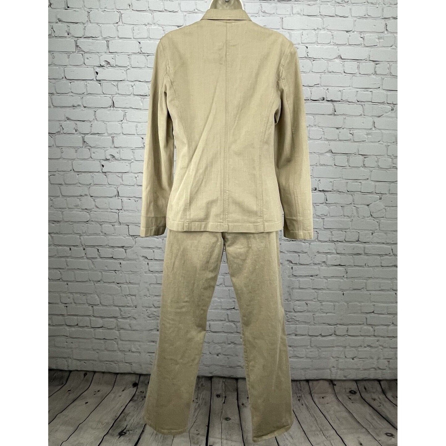 Ann Taylor Tan 2 Piece Blazer Set Lightweight Stretch Pant Jacket Size 6 (28x30)