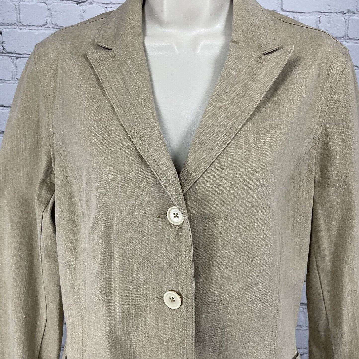 Ann Taylor Tan 2 Piece Blazer Set Lightweight Stretch Pant Jacket Size 6 (28x30)