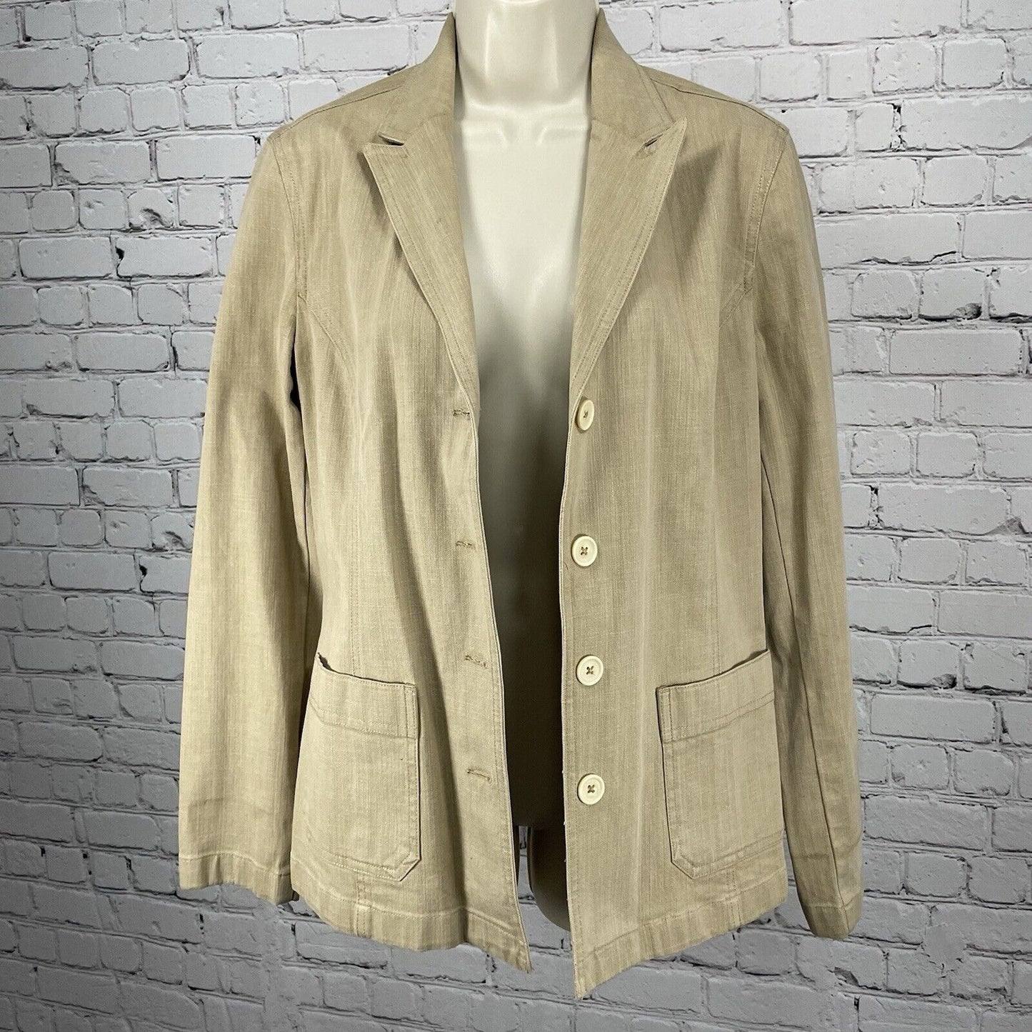 Ann Taylor Tan 2 Piece Blazer Set Lightweight Stretch Pant Jacket Size 6 (28x30)