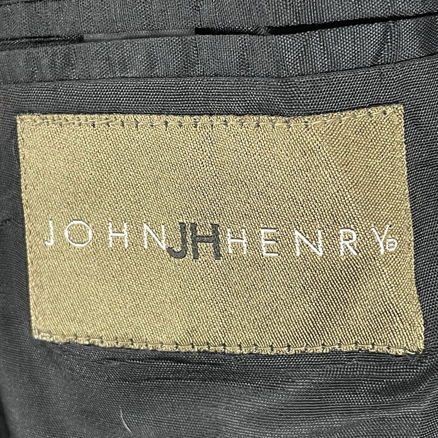 John Henry Black Pebbled Wool Suit 2 Piece Set Blazer Ventless 3 Button Size 48R