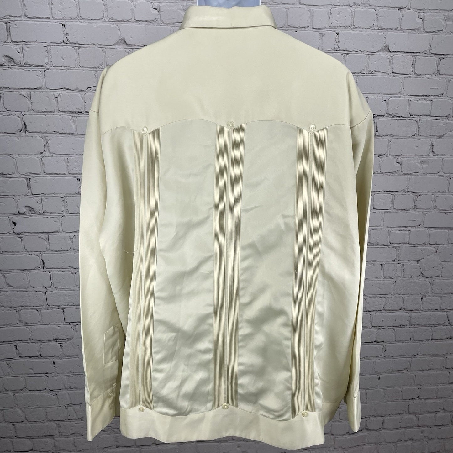 Campos Copacabana Ivory Embroidered Long Sleeve Button Up Guayabera Size 50