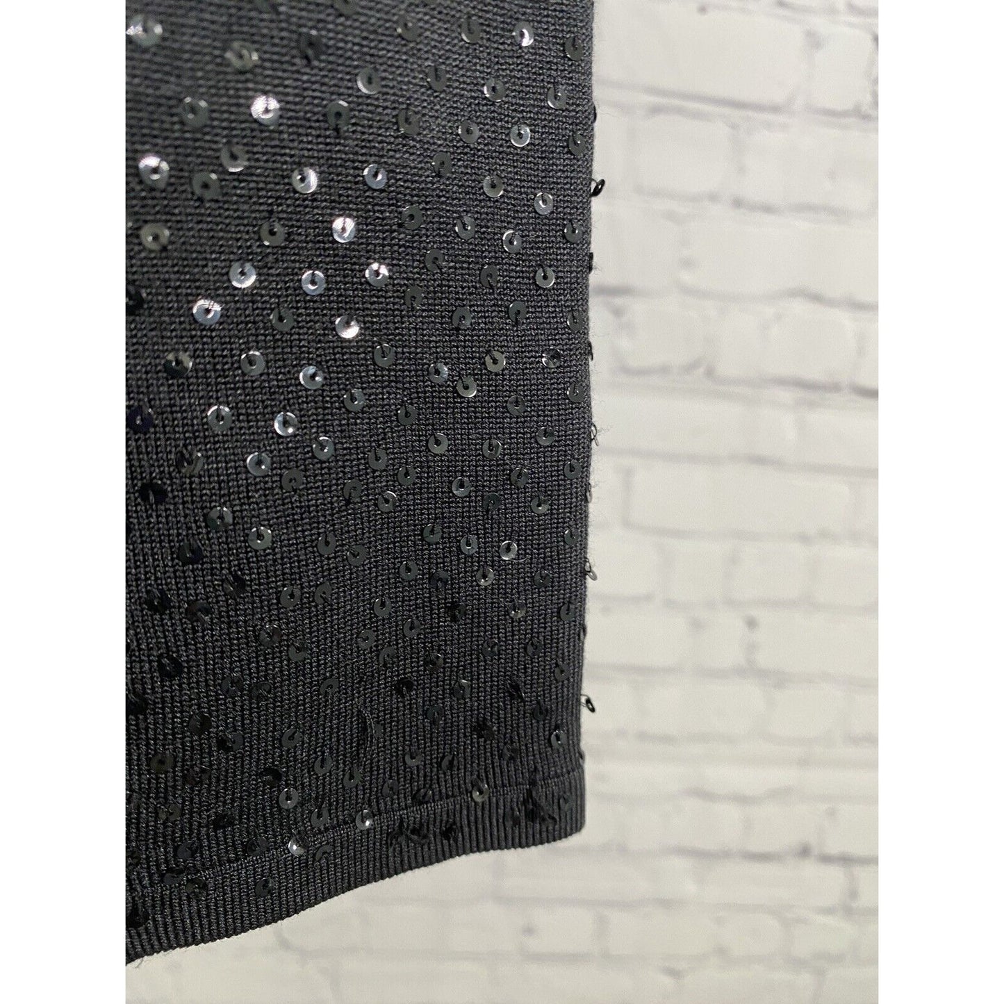 Ann Taylor 3/4 Sleeve Pullover Silk Blend Sequined Black Shirt Sweater Blouse XS