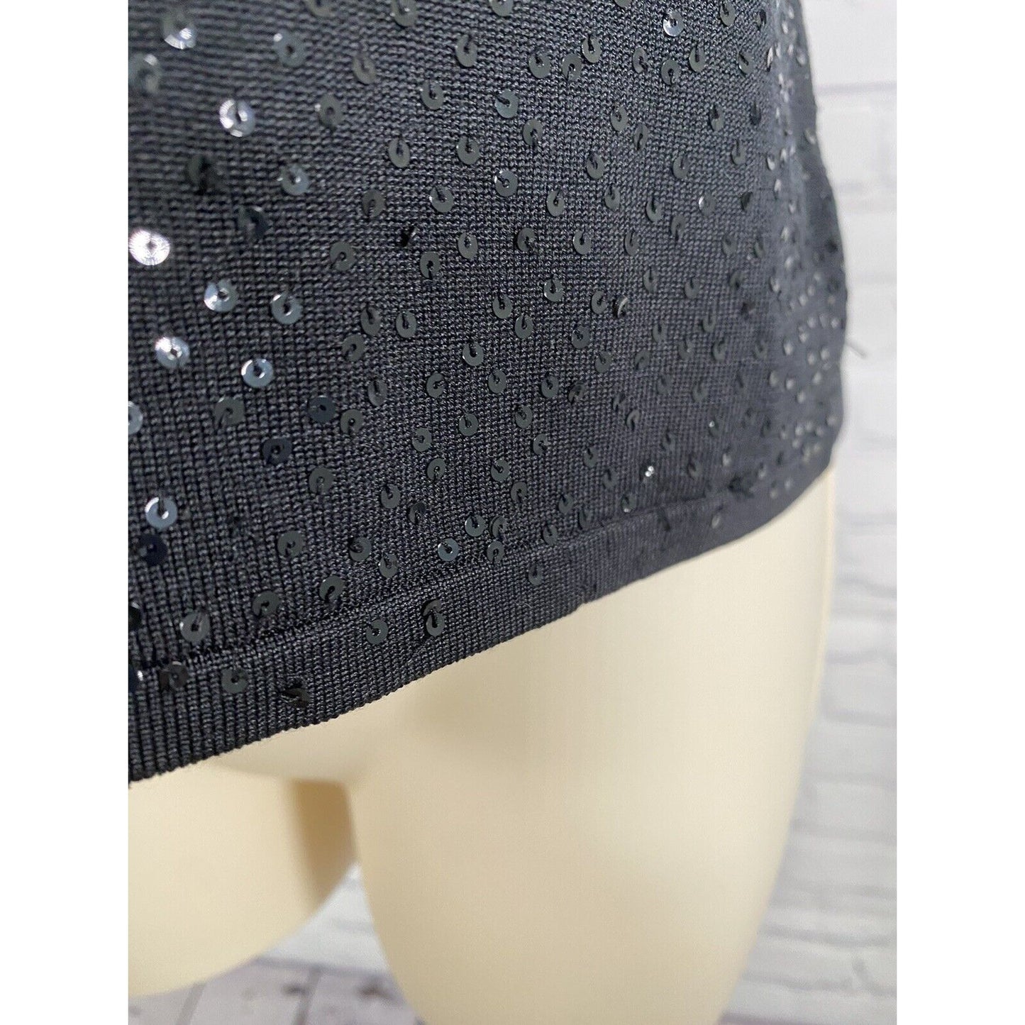 Ann Taylor 3/4 Sleeve Pullover Silk Blend Sequined Black Shirt Sweater Blouse XS
