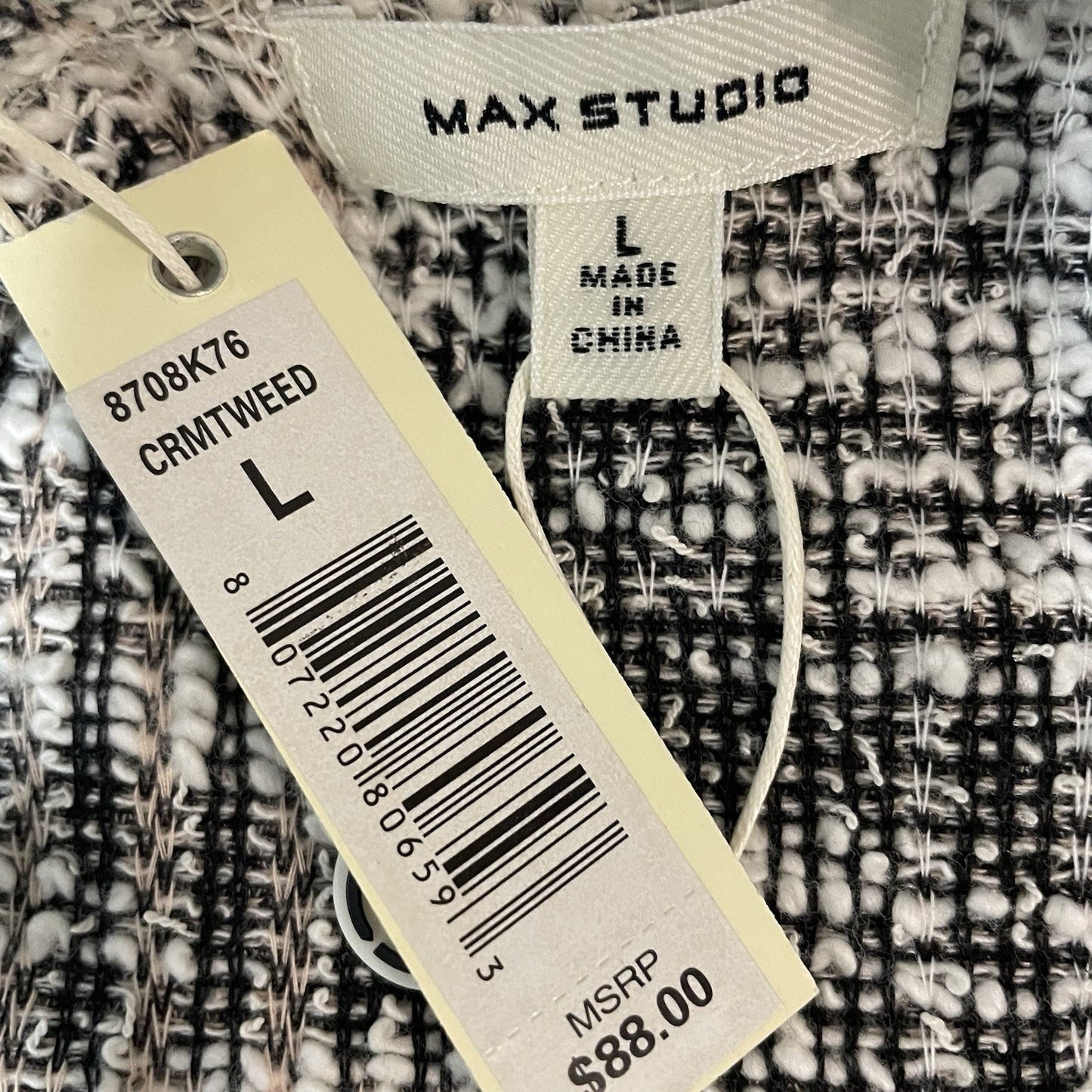 NWD Max Studio Ivory Woven Textured Boho Long Sleeve Tunic Top Size Large L
