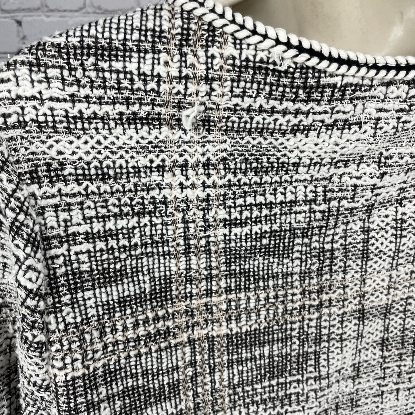 NWD Max Studio Ivory Woven Textured Boho Long Sleeve Tunic Top Size Large L