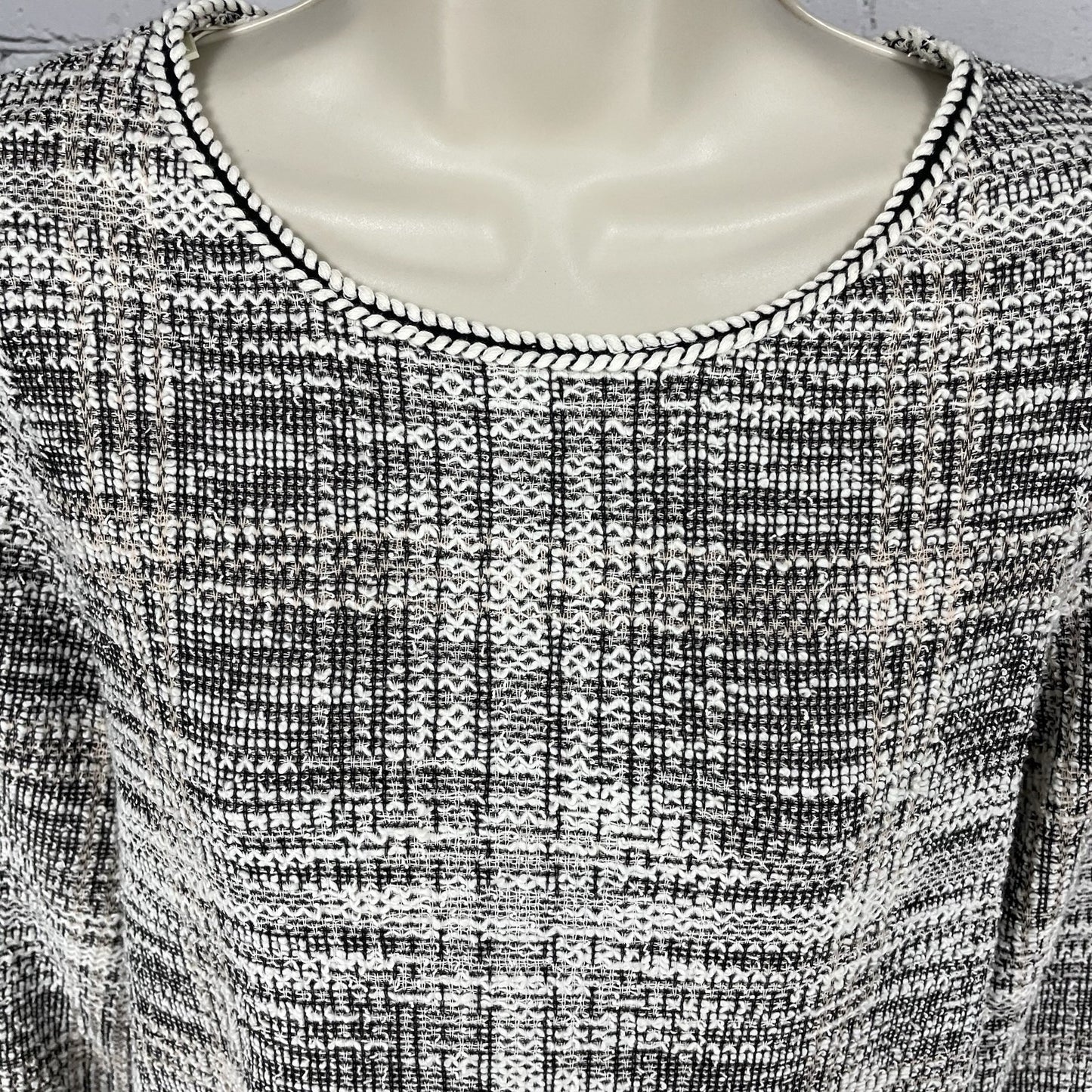 NWD Max Studio Ivory Woven Textured Boho Long Sleeve Tunic Top Size Large L