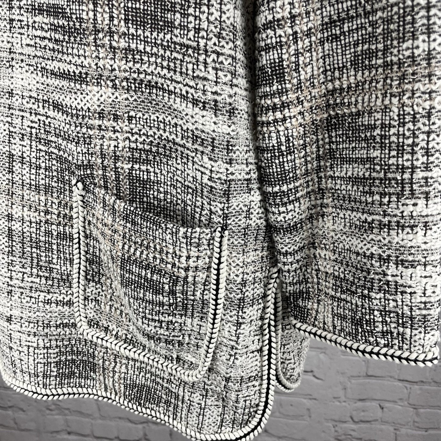 NWD Max Studio Ivory Woven Textured Boho Long Sleeve Tunic Top Size Large L