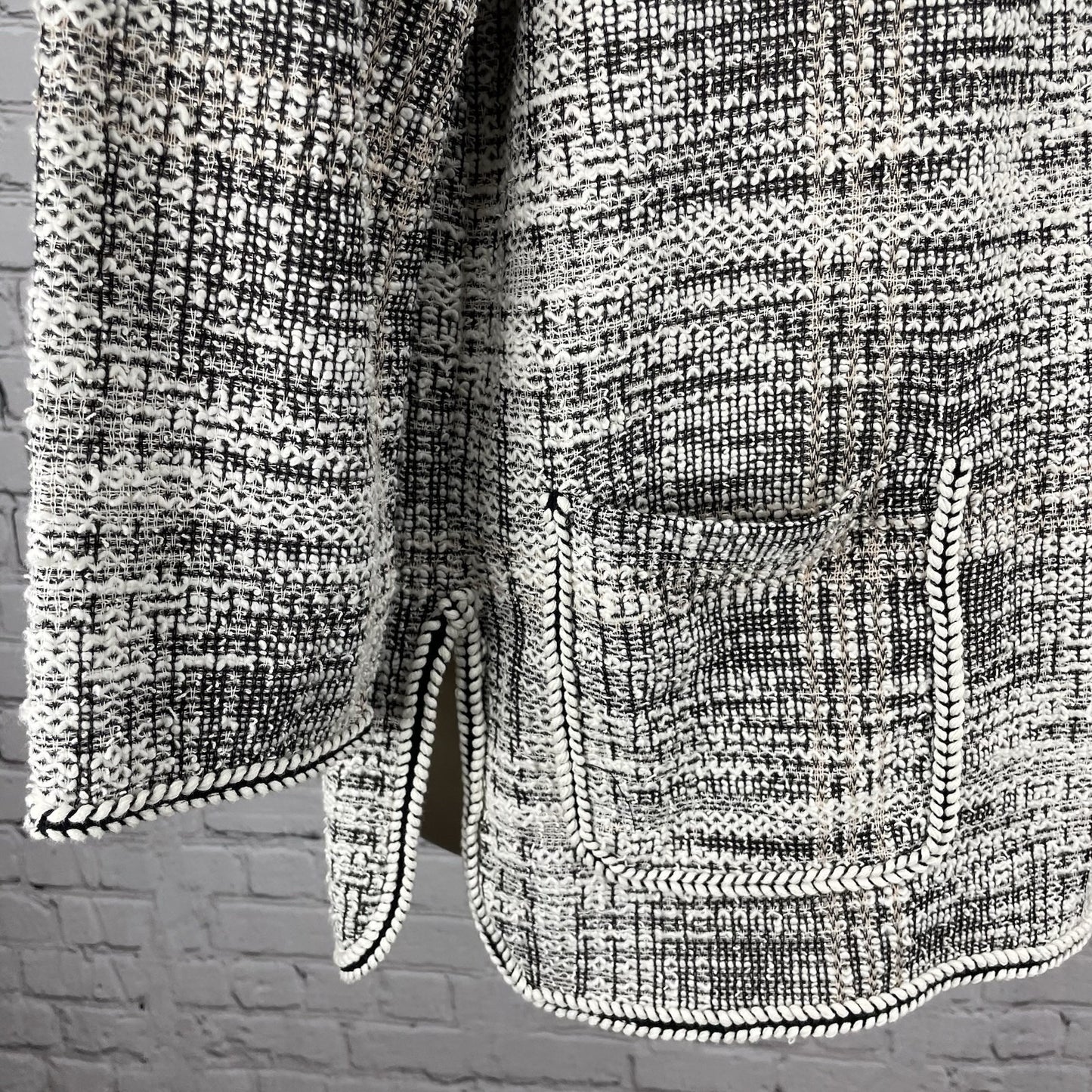 NWD Max Studio Ivory Woven Textured Boho Long Sleeve Tunic Top Size Large L