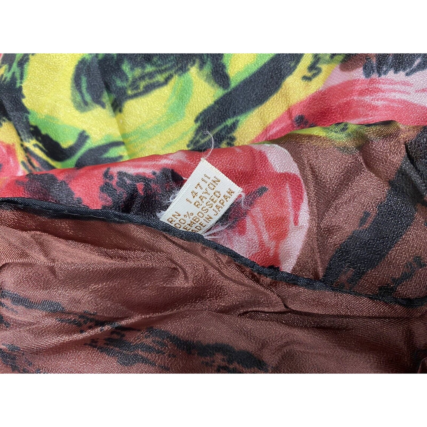 Embossed Brown Flower Pattern Square Semi Sheer Neck Scarf Japan Made (30x30)
