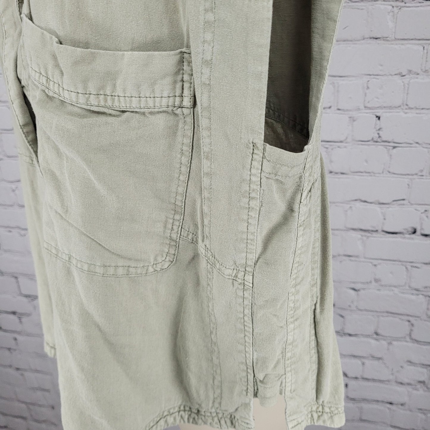 We The Free Urban Outfitters Muted Green Linen Blend Boxy Shirt Size Medium M