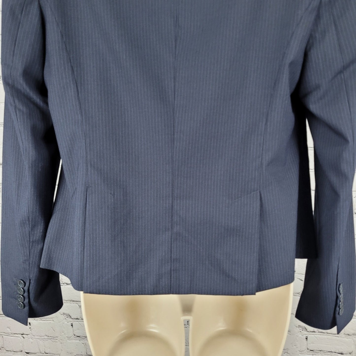 Ann Taylor Navy Pinstriped 1 Button Notch Lightweight Blazer Jacket Size 10