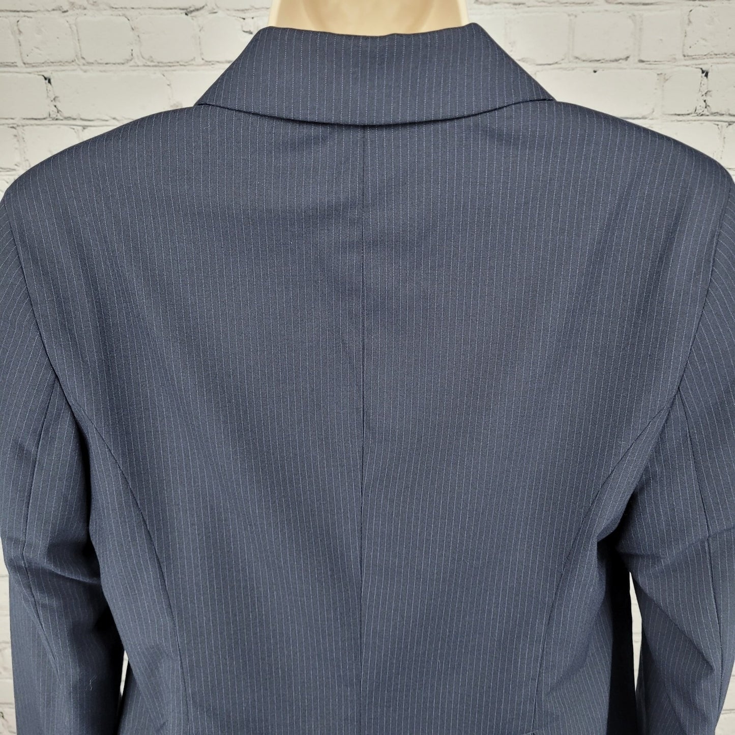 Ann Taylor Navy Pinstriped 1 Button Notch Lightweight Blazer Jacket Size 10