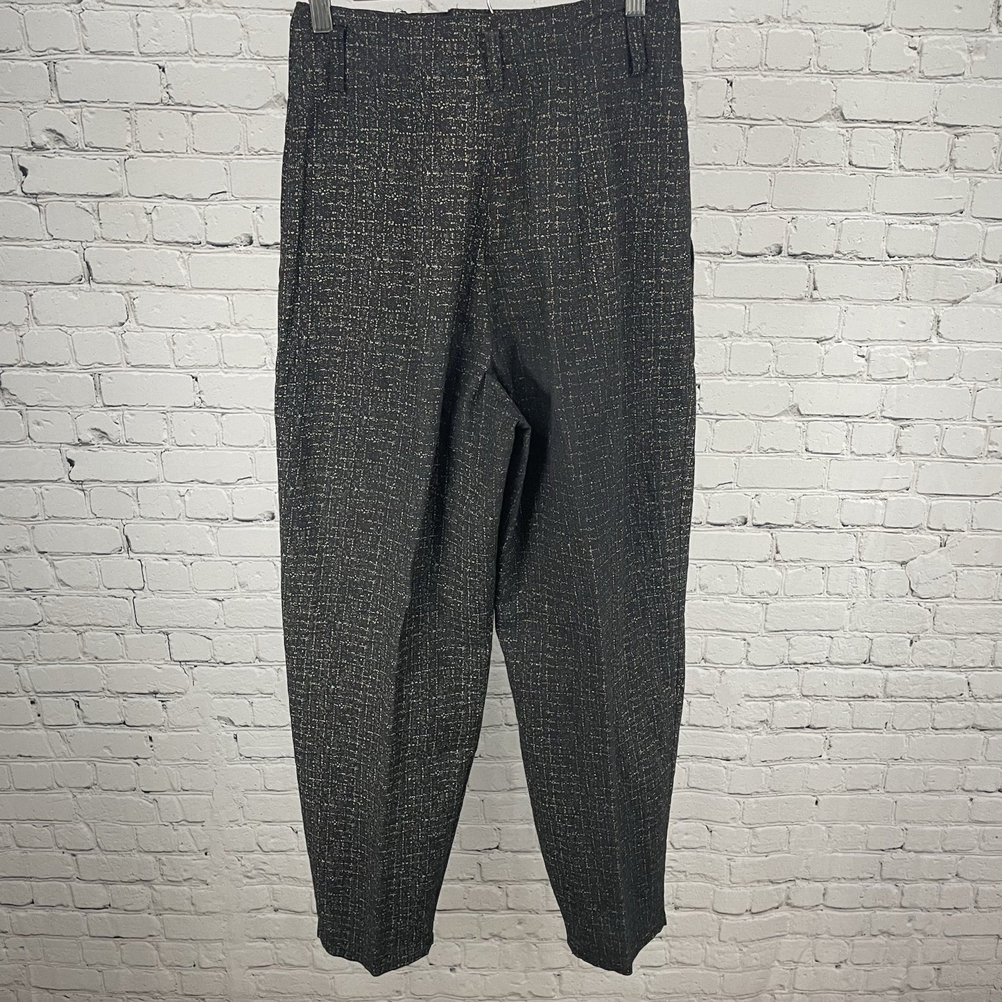 VTG By Choice Black Speckled Pleated Tapered High Rise Pants USA Size 7 (25x29)