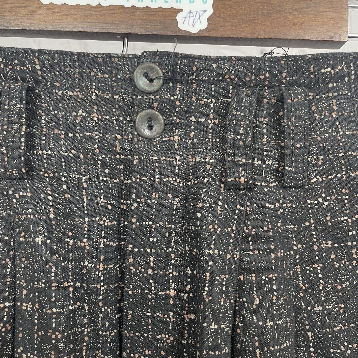 VTG By Choice Black Speckled Pleated Tapered High Rise Pants USA Size 7 (25x29)