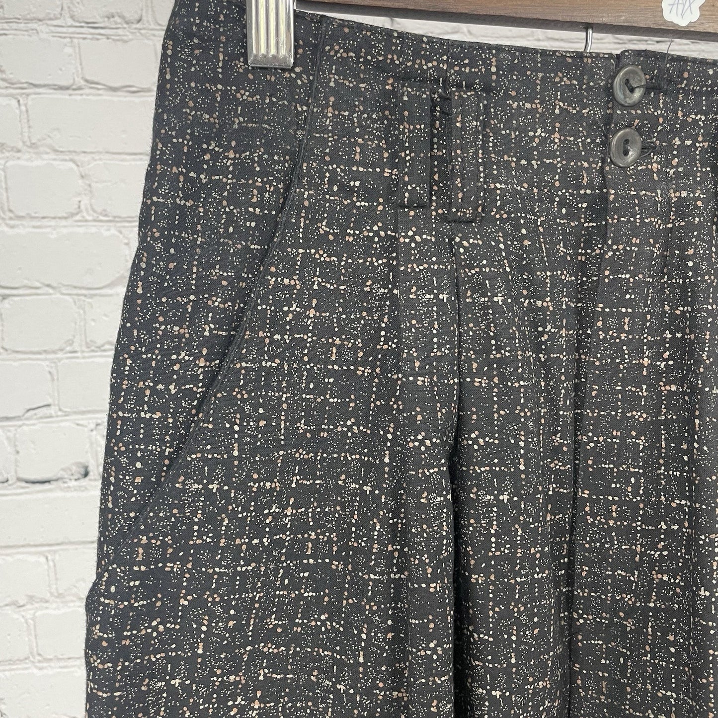 VTG By Choice Black Speckled Pleated Tapered High Rise Pants USA Size 7 (25x29)