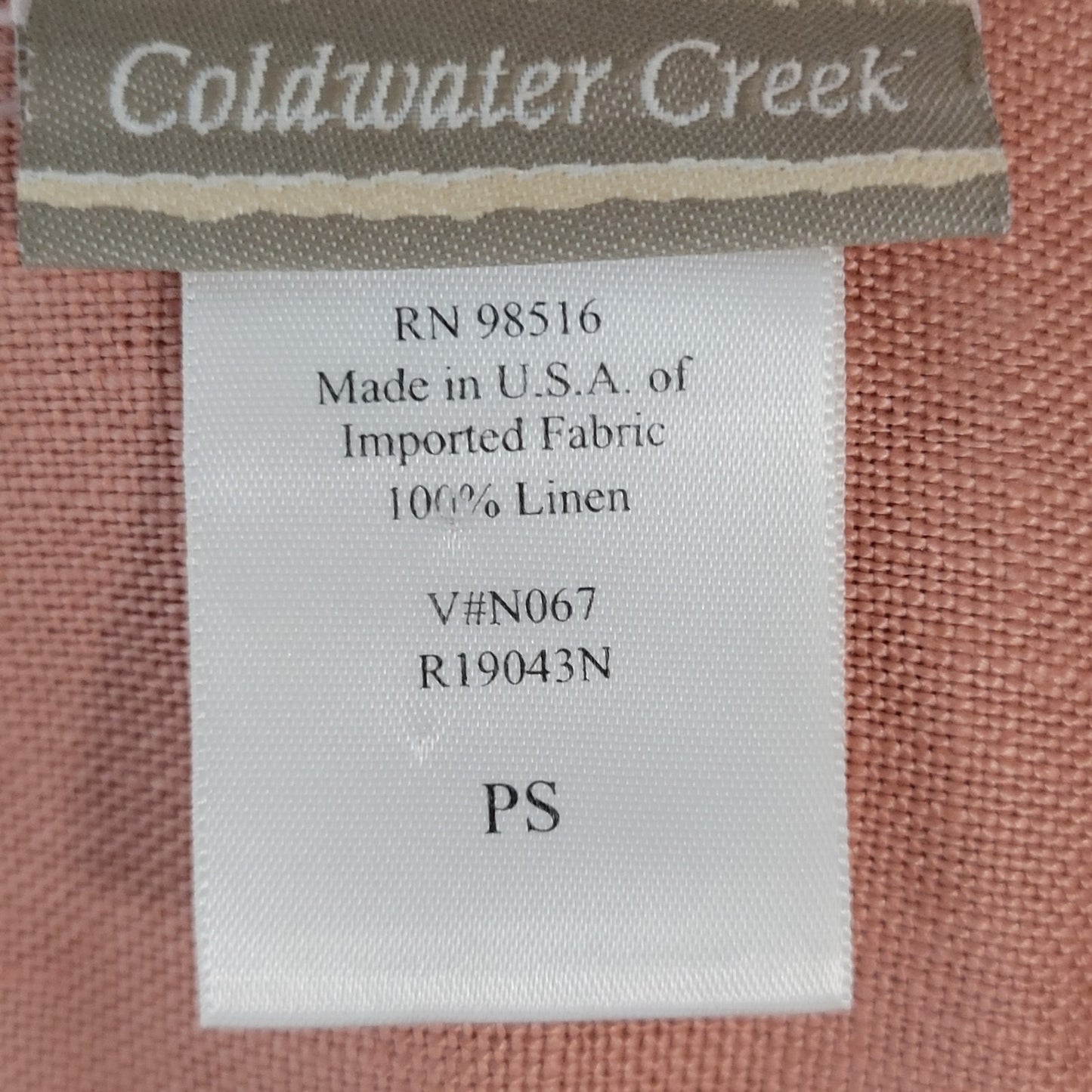 VTG Coldwater Creek Pink Orange 100% Linen Side Slits Shirt Dress USA Size 10P