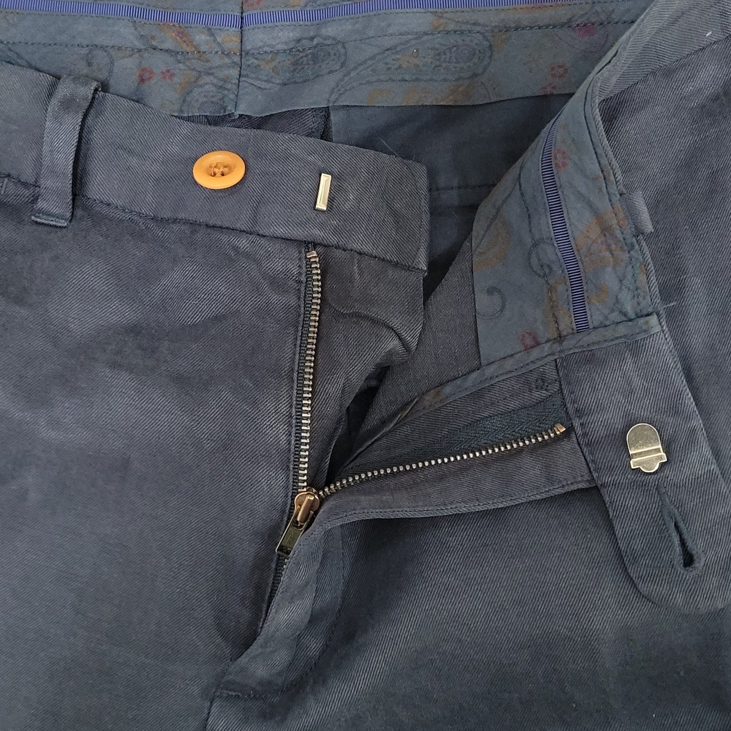 Tommy Bahama Blue Soft Linen Blend Straight Leg Flat Front Pants Size (34x32)