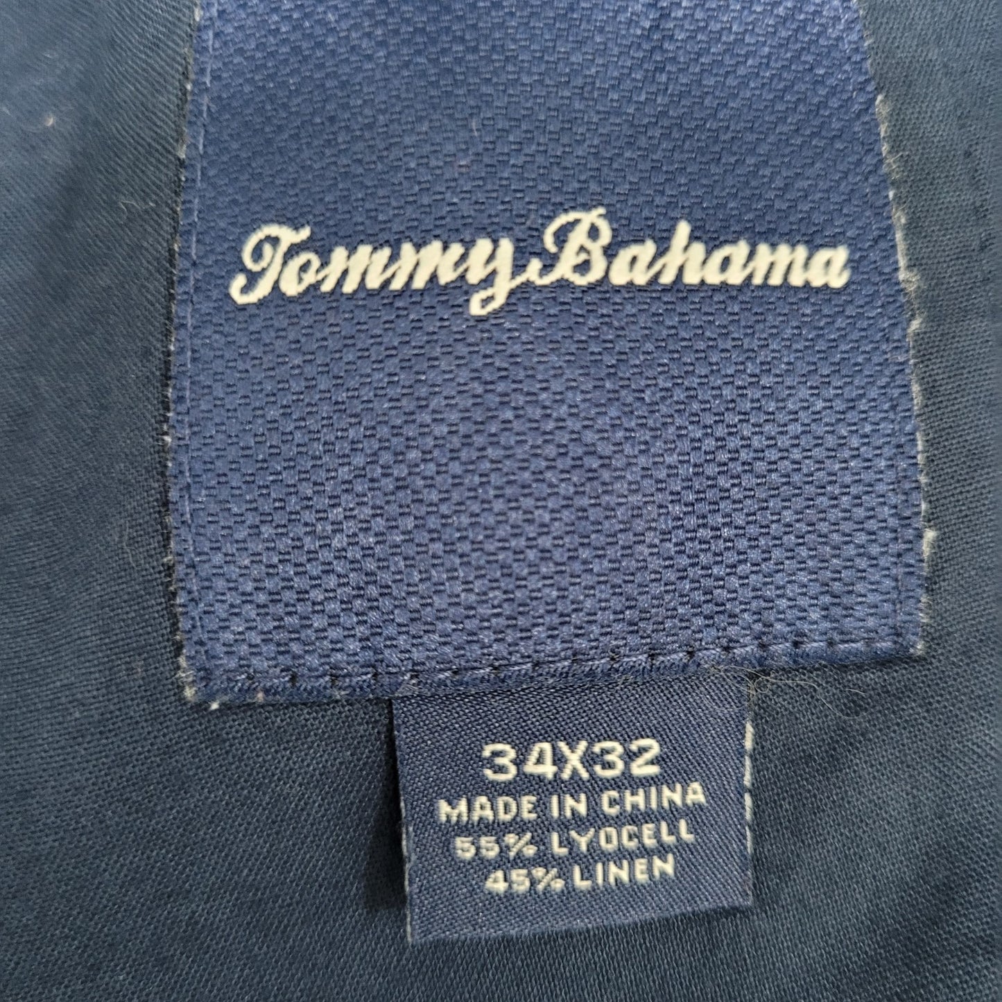 Tommy Bahama Blue Soft Linen Blend Straight Leg Flat Front Pants Size (34x32)