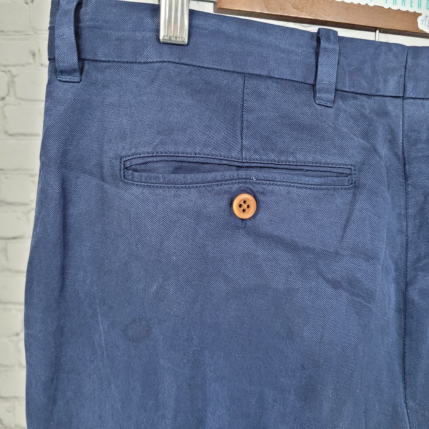 Tommy Bahama Blue Soft Linen Blend Straight Leg Flat Front Pants Size (34x32)